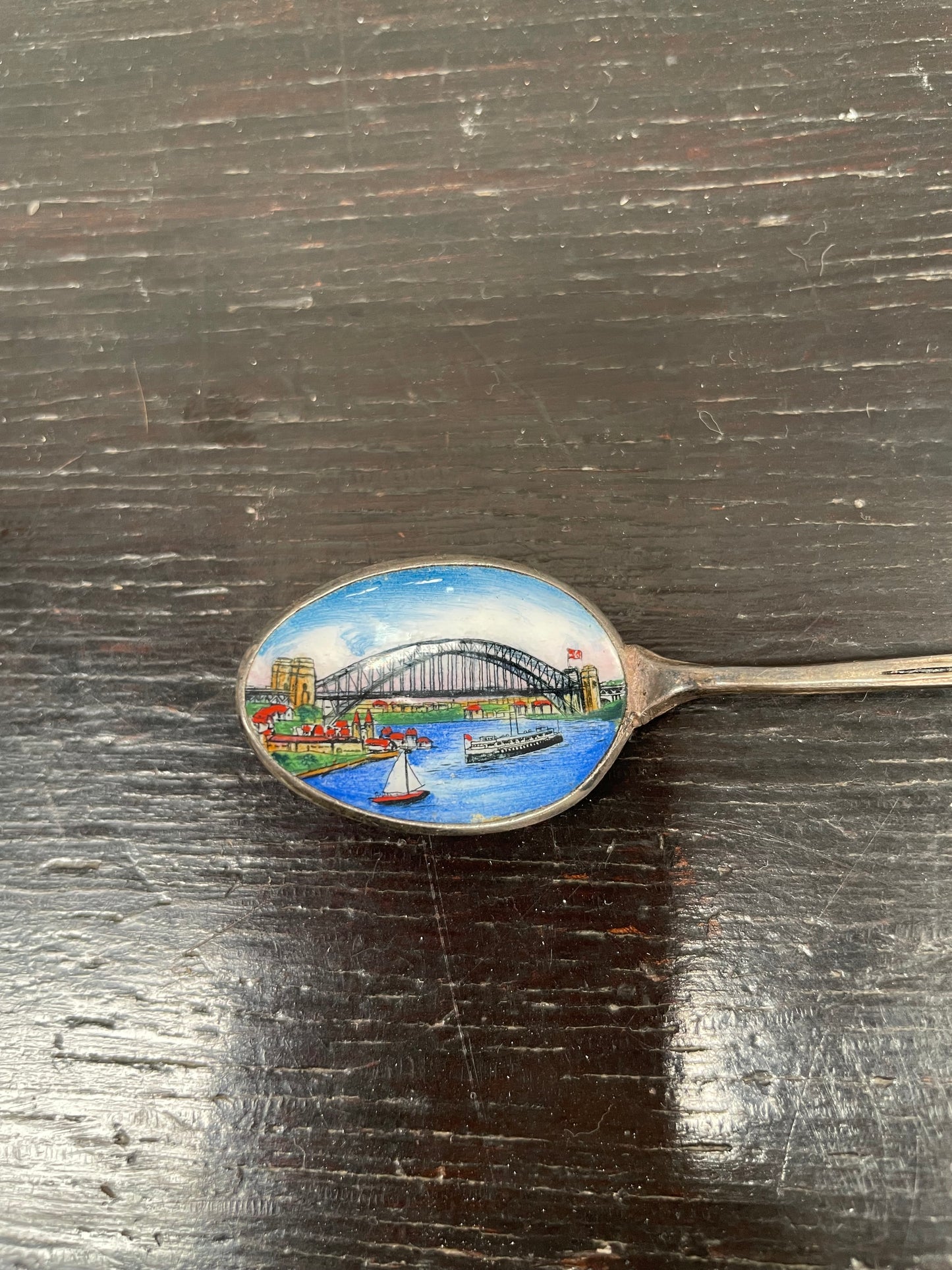 Antique Sydney & Sydney Harbor Enamel & Silver Spoon