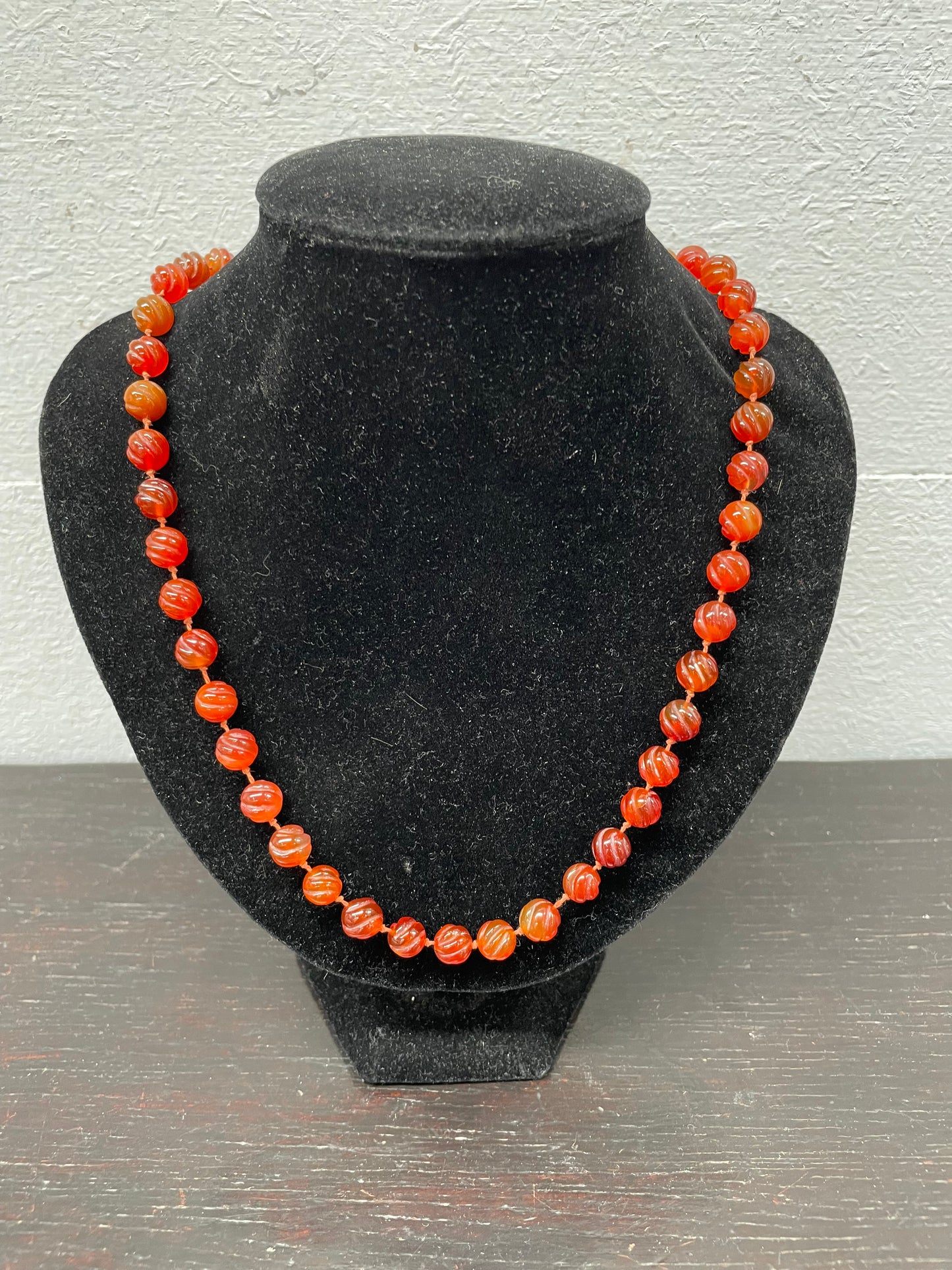 Antique Carved Cornelian Agate Necklace