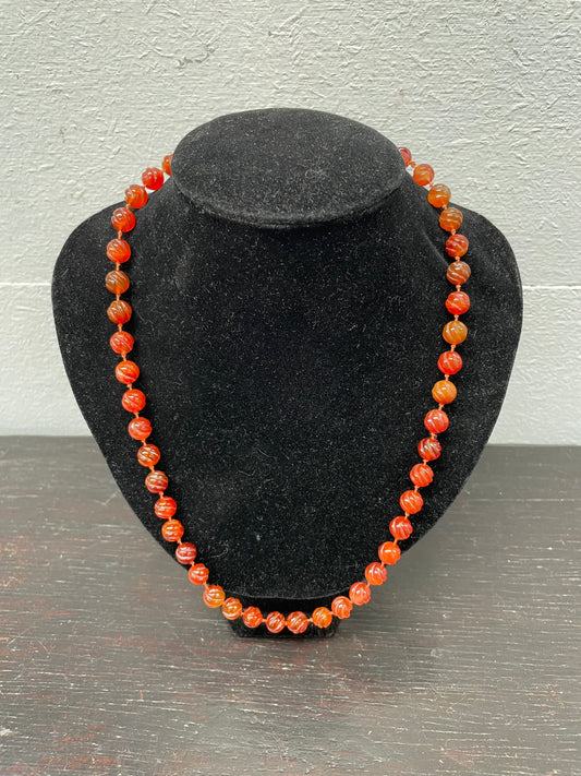 Antique Carved Cornelian Agate Necklace