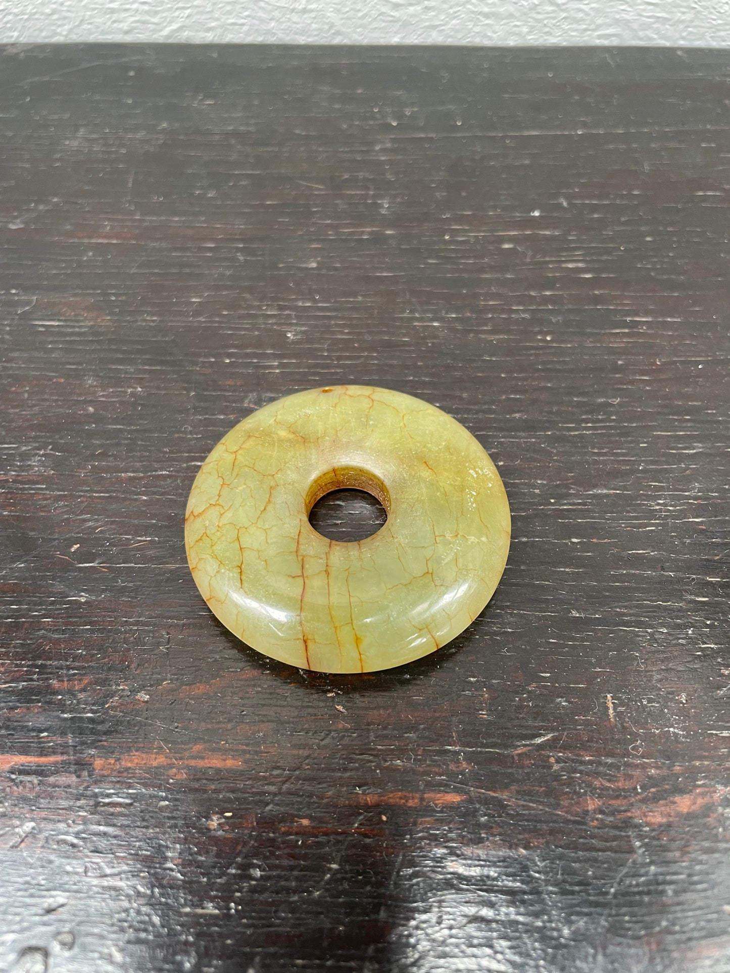 Vintage Green Jade Disc Pendant