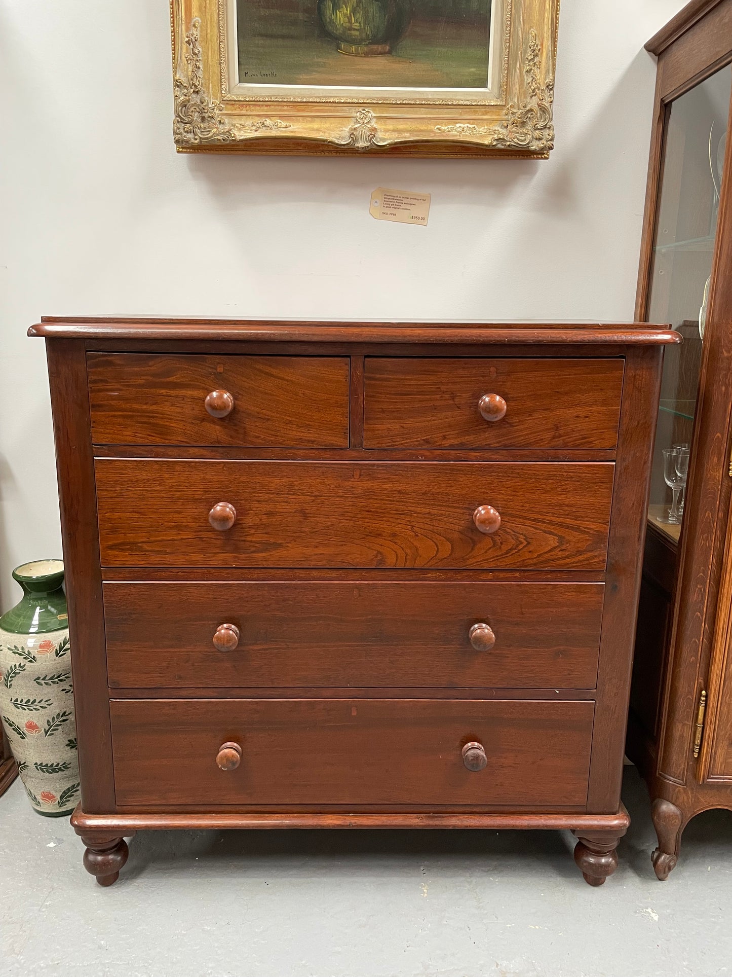 Victorian Australian Cedar Chest of Five Drawers