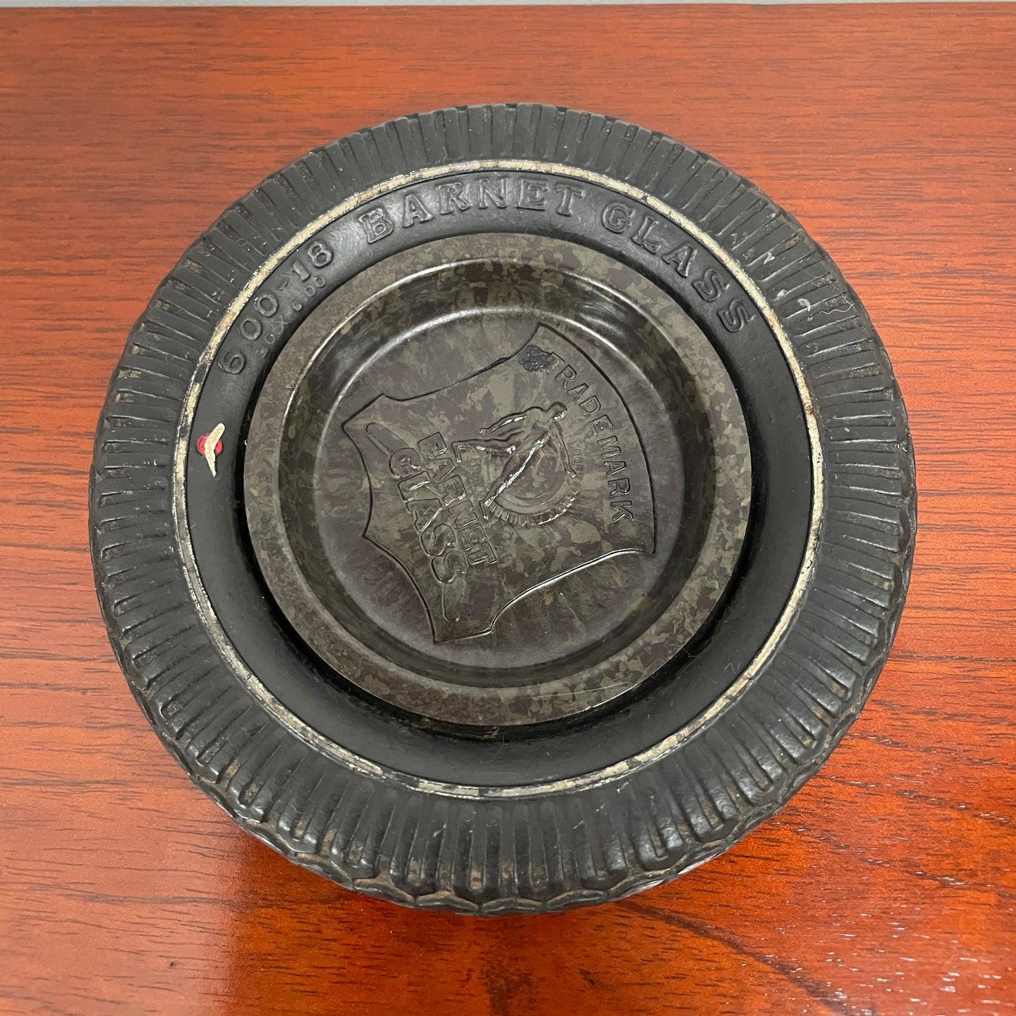 Vintage 1915 Barnet Glass Bakelite tyre ashtray