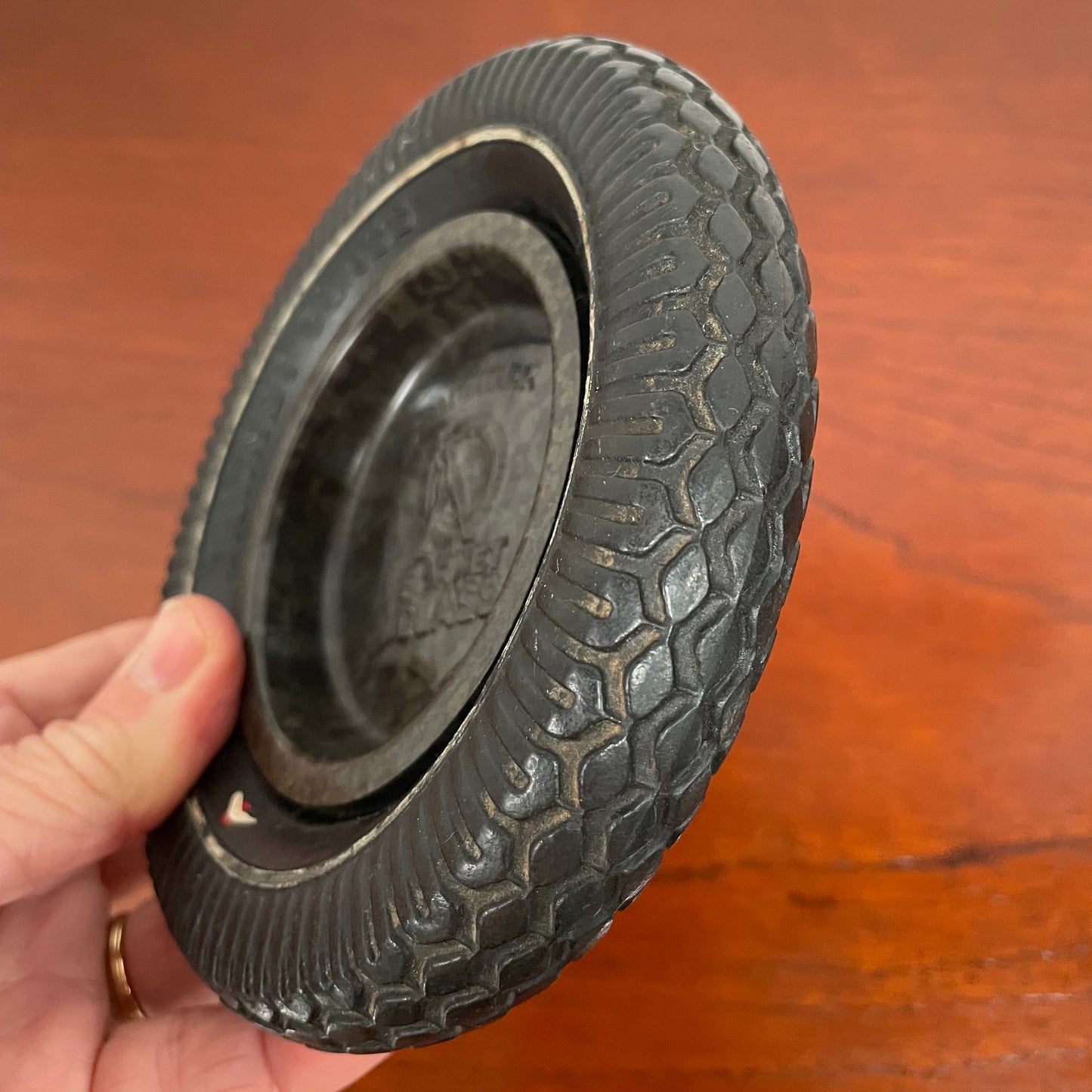 Vintage 1915 Barnet Glass Bakelite tyre ashtray