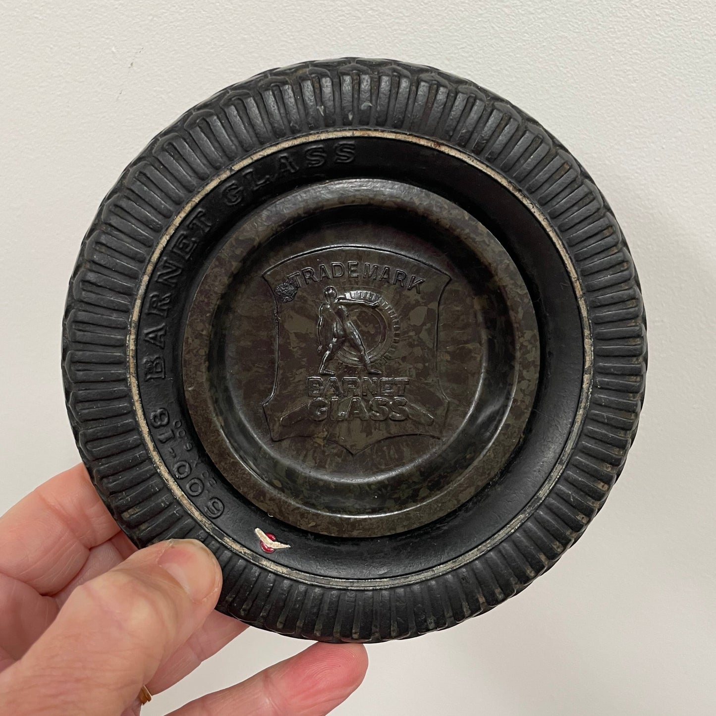Vintage 1915 Barnet Glass Bakelite tyre ashtray