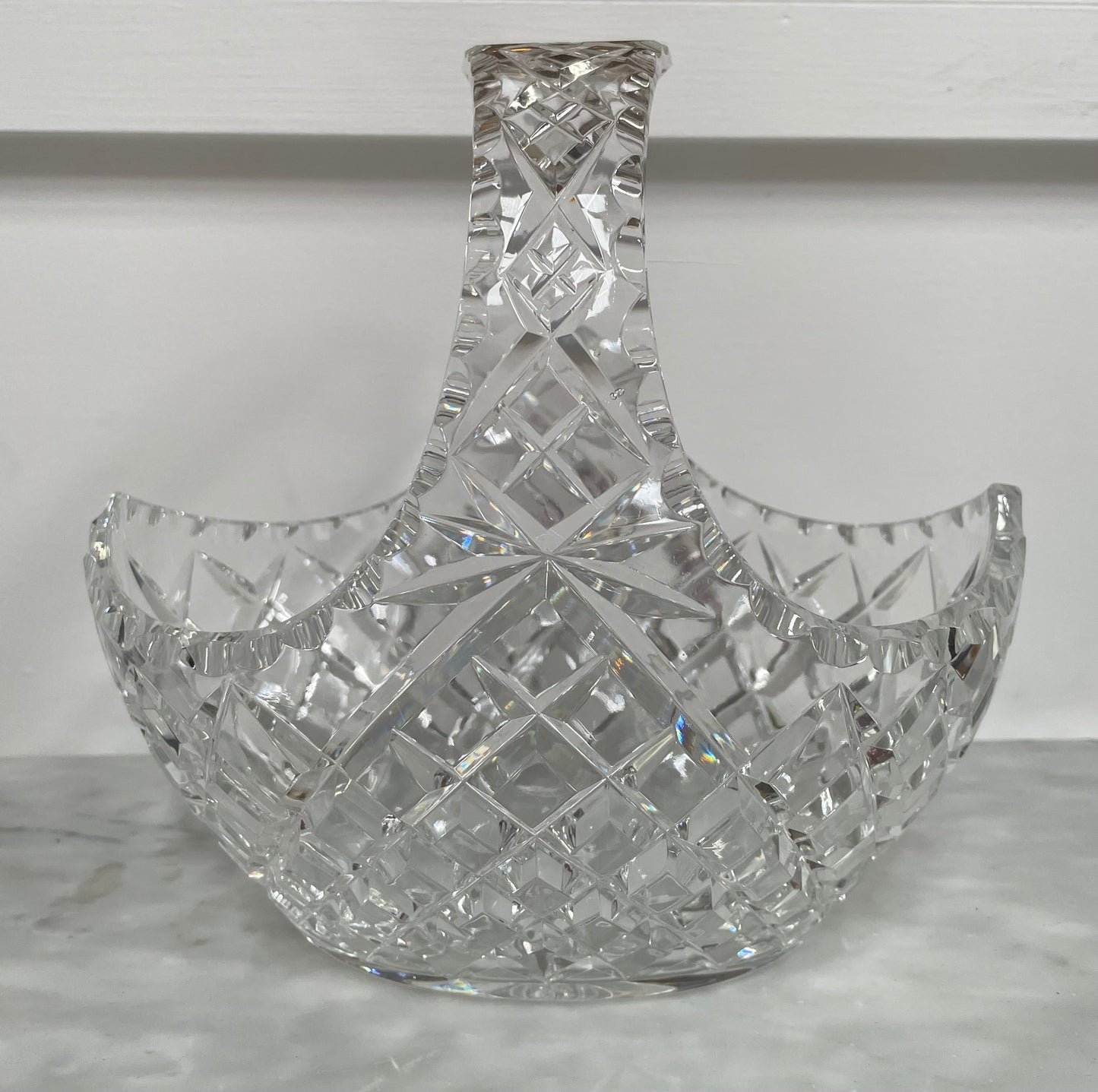 Vintage Crystal Basket Vase