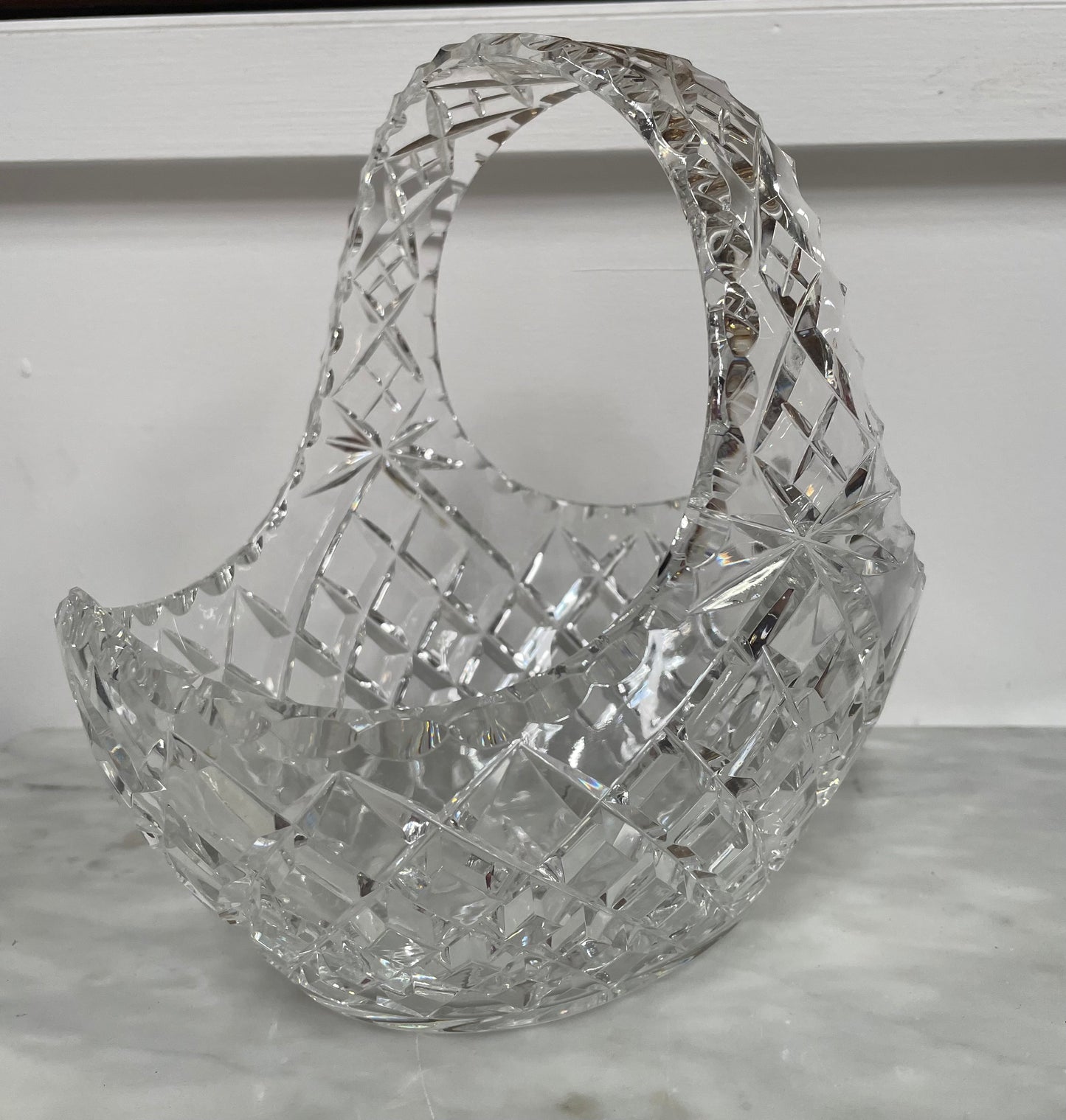 Vintage Crystal Basket Vase