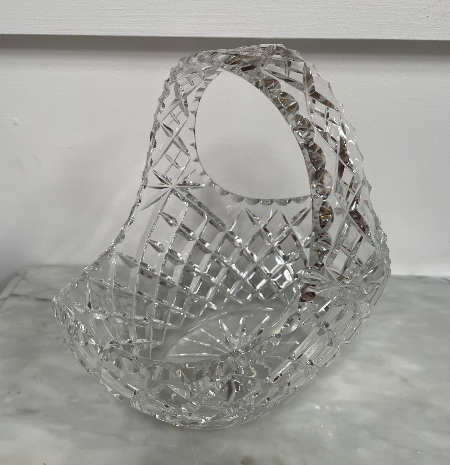 Vintage Crystal Basket Vase