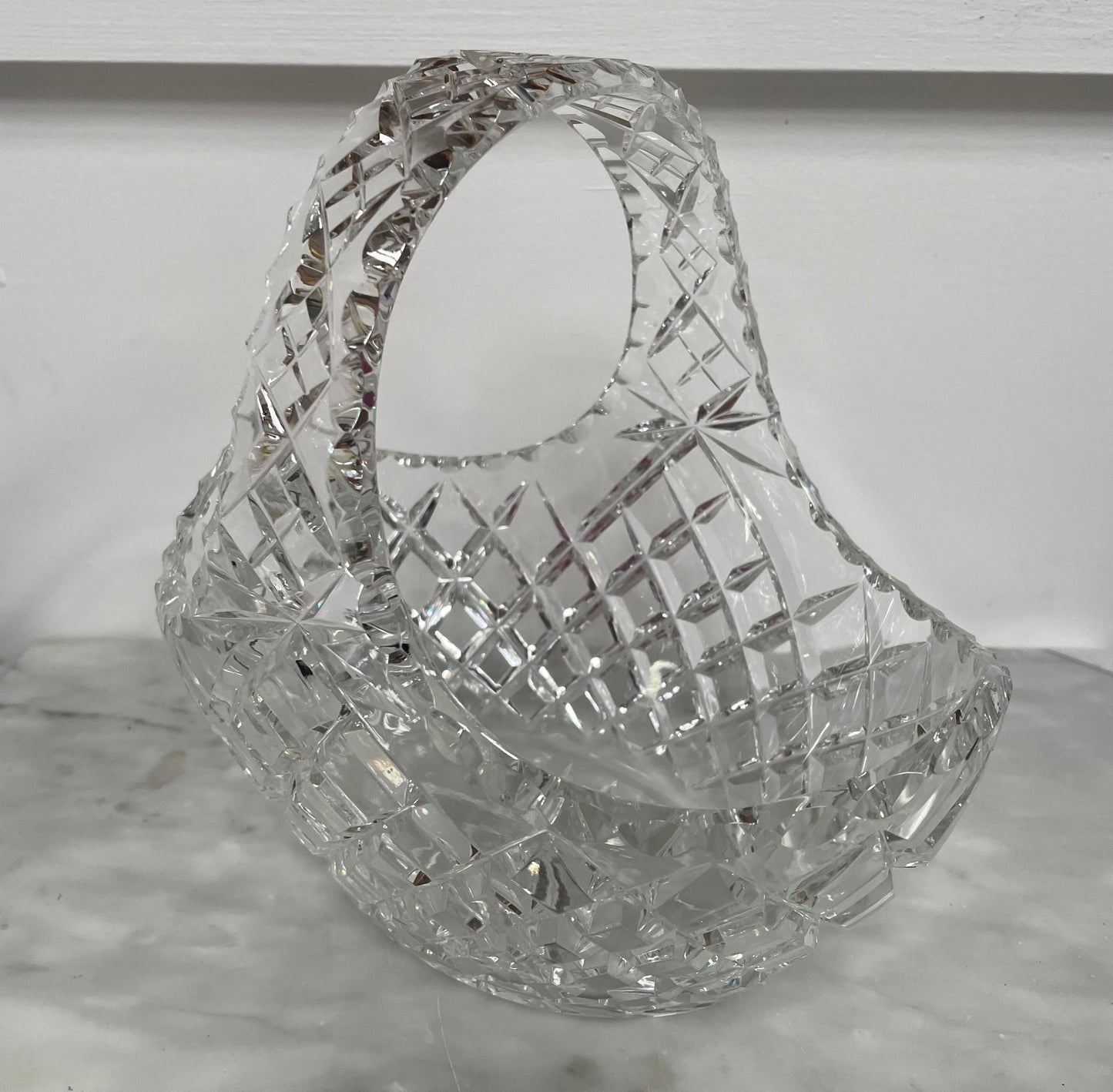 Vintage Crystal Basket Vase