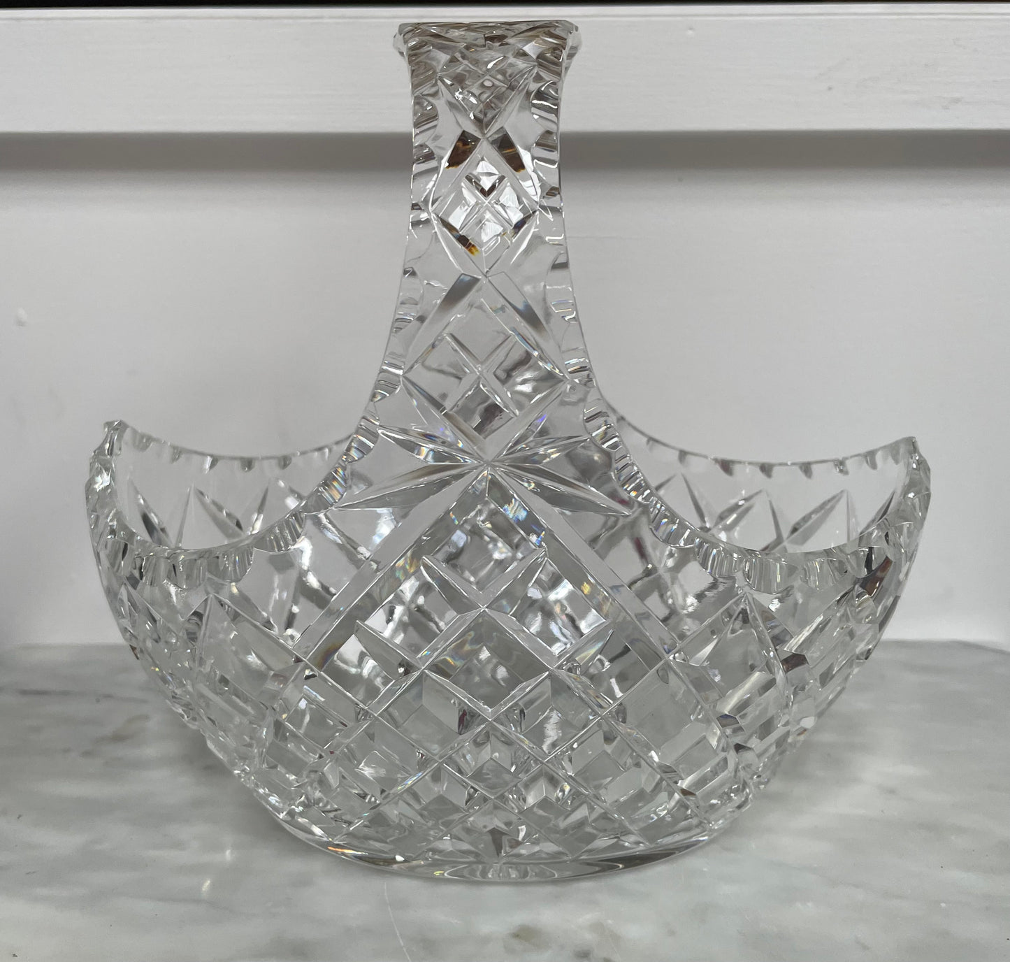 Vintage Crystal Basket Vase