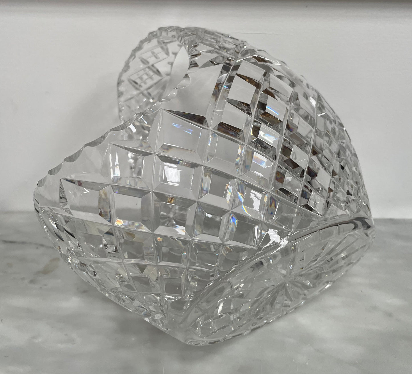 Vintage Crystal Basket Vase