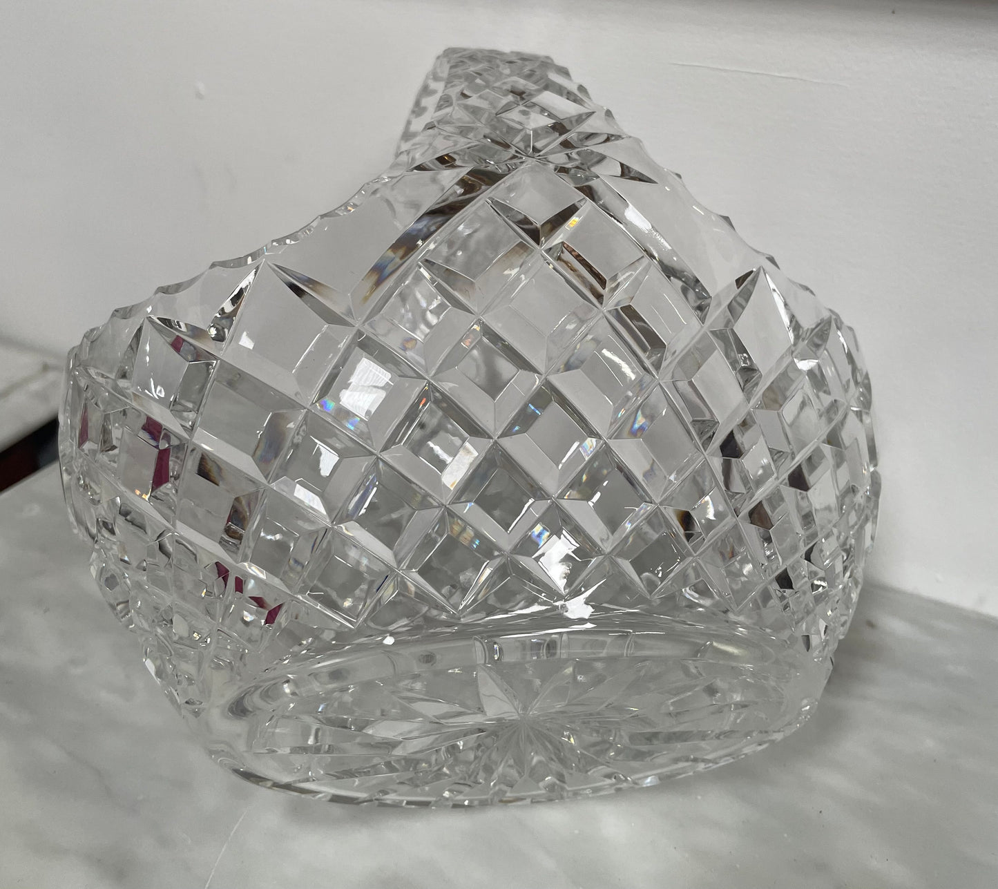 Vintage Crystal Basket Vase
