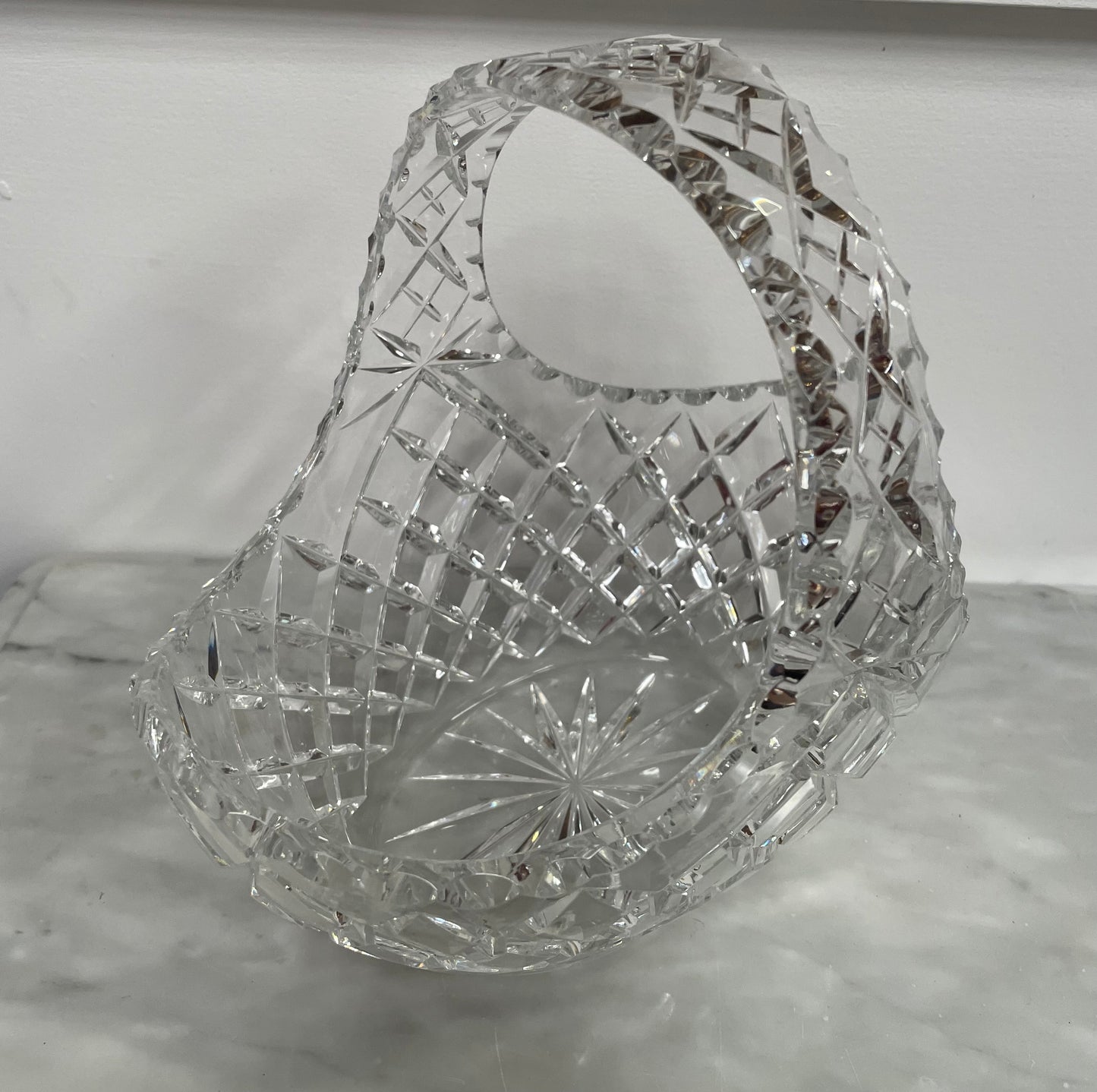 Vintage Crystal Basket Vase
