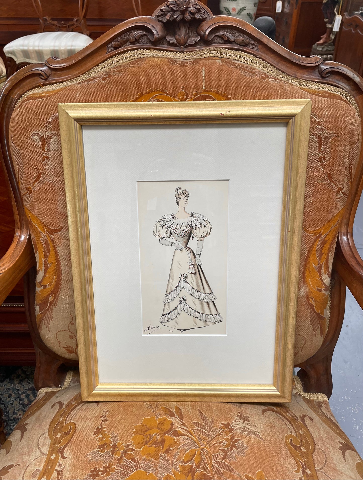 Beautiful Hand Coloured Fashion Print