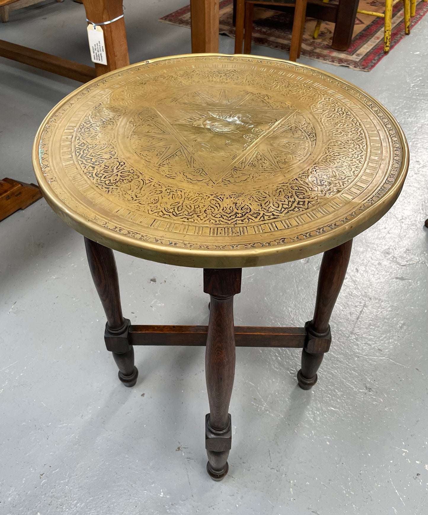 Lovely Brass Top Side Table Featuring Elephants