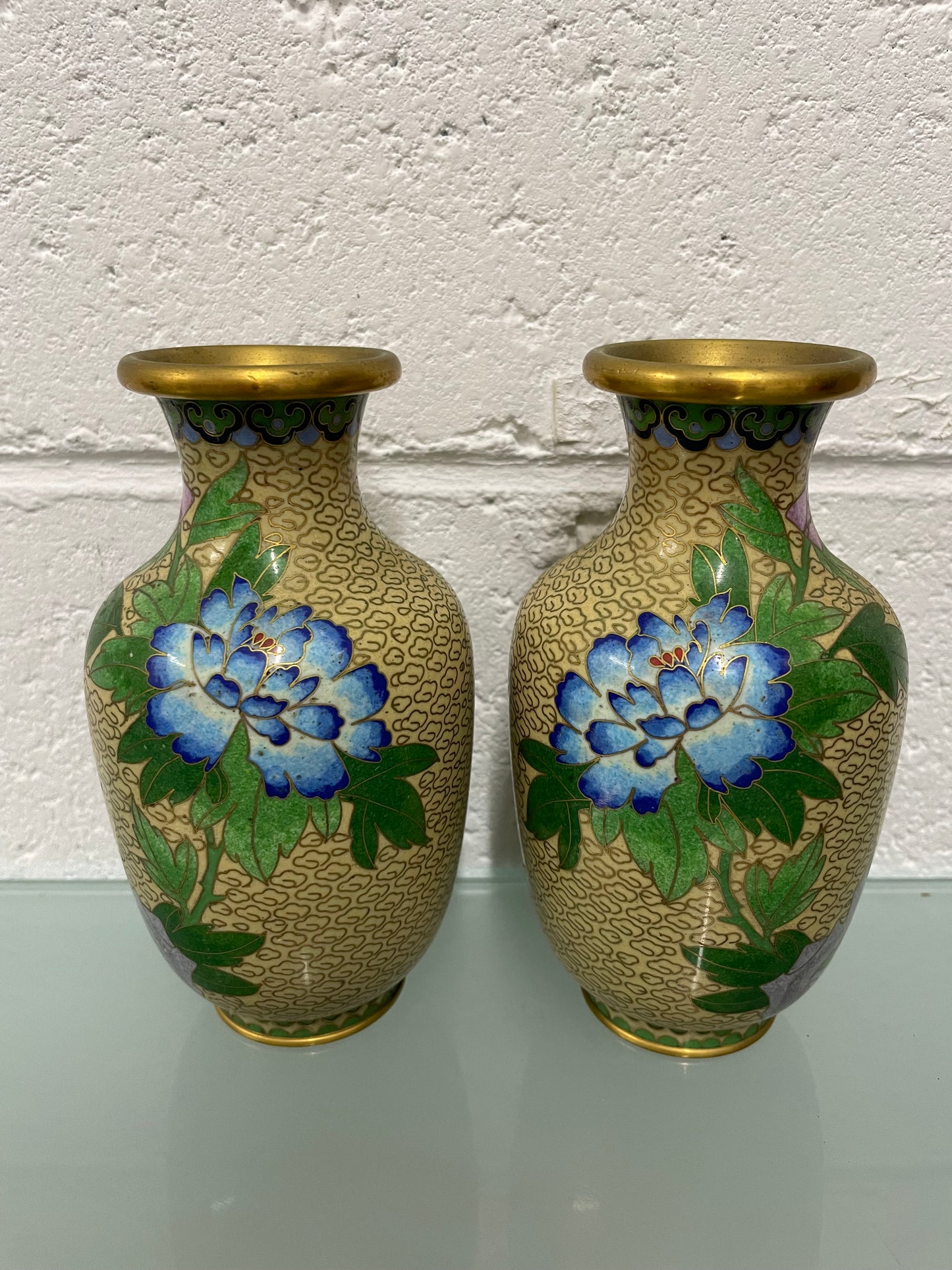 Pair Of Vintage Chinese Cloisonné Vases