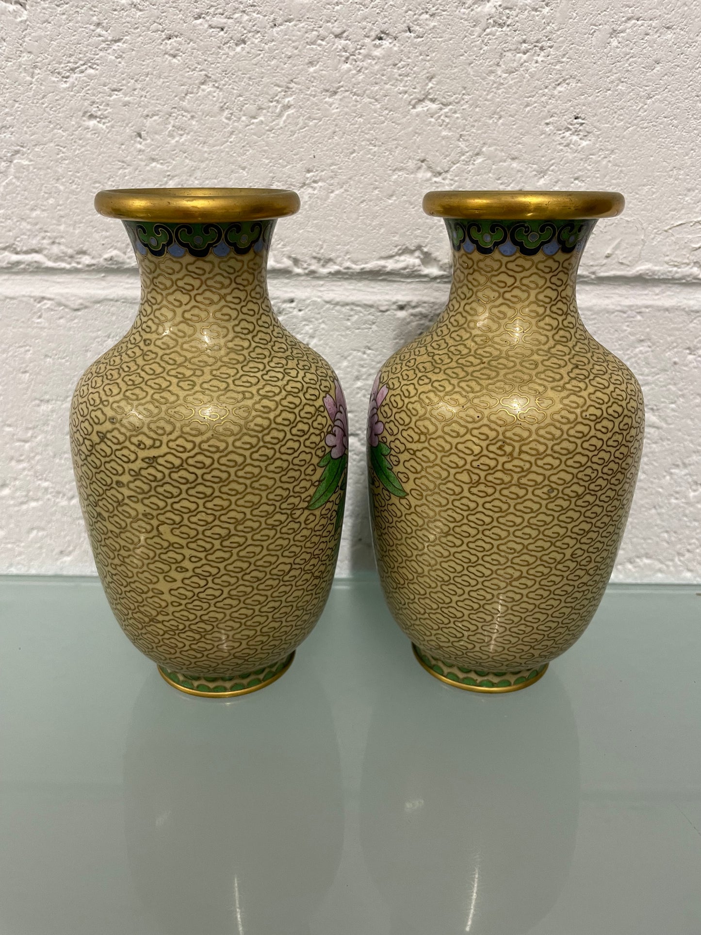 Pair Of Vintage Chinese Cloisonné Vases