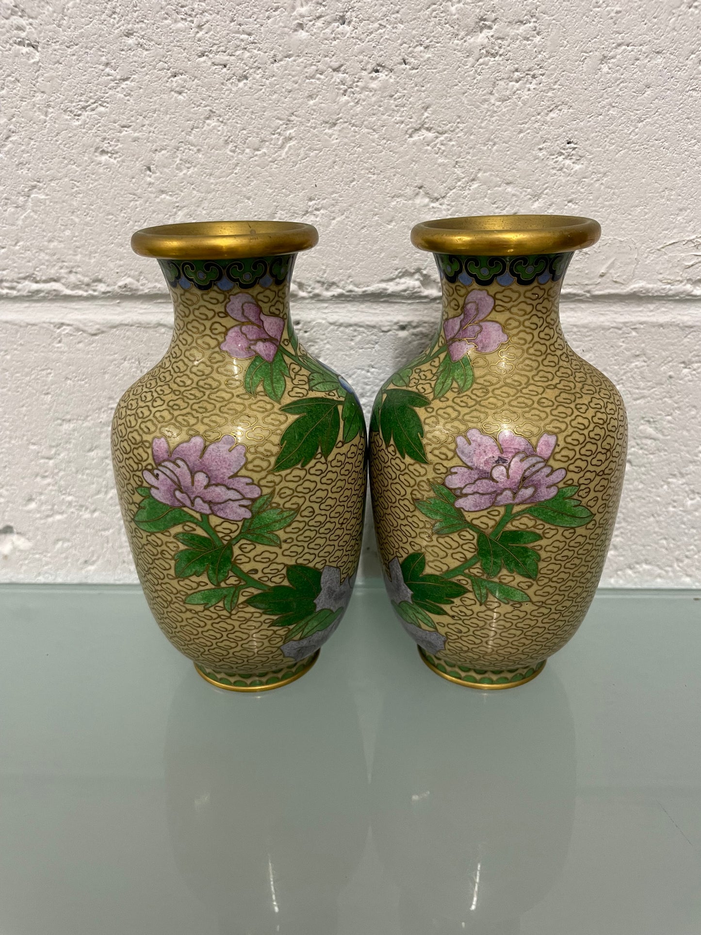 Pair Of Vintage Chinese Cloisonné Vases