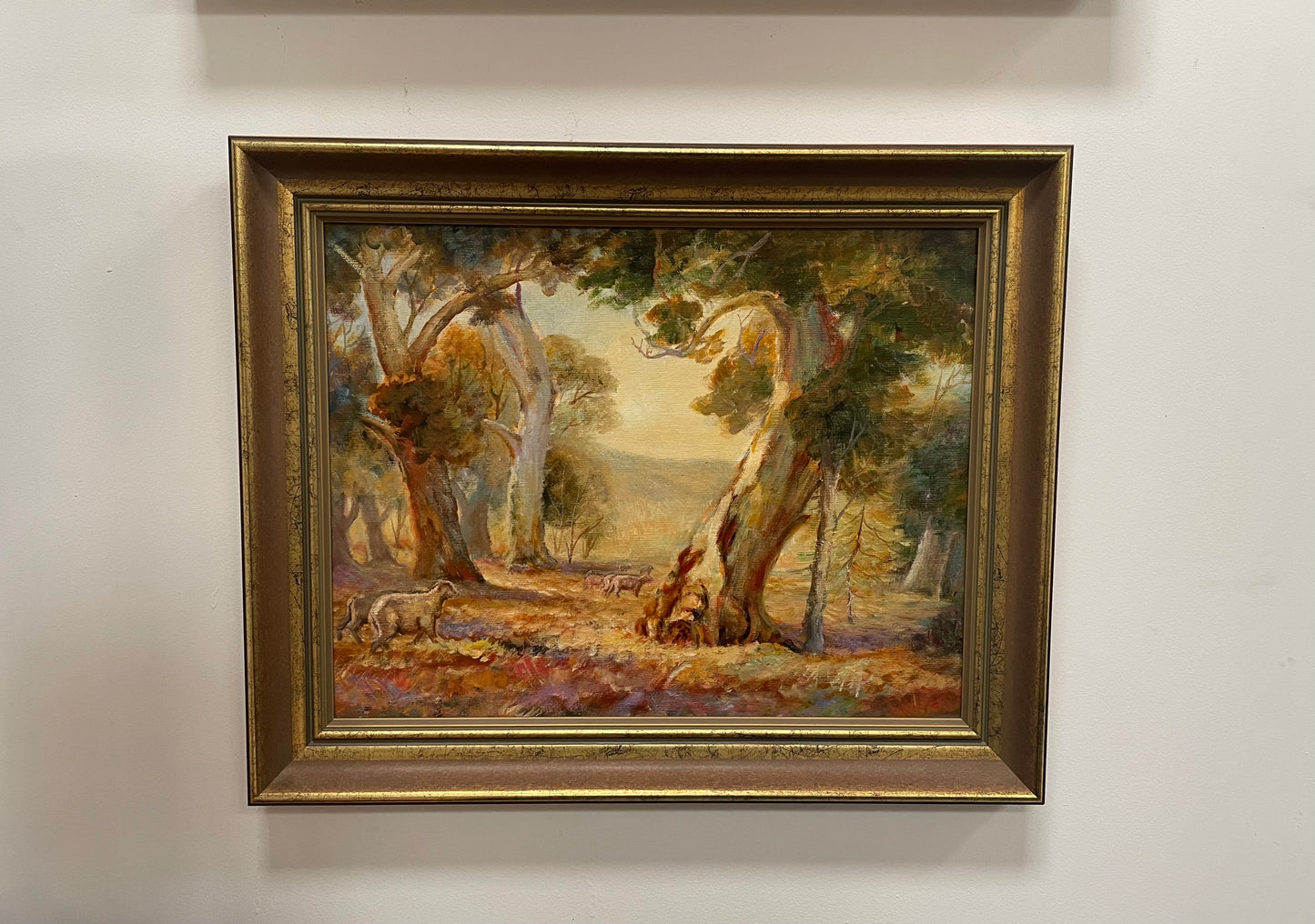 Vintage Australian Framed Oil on Board of Outback Landscape