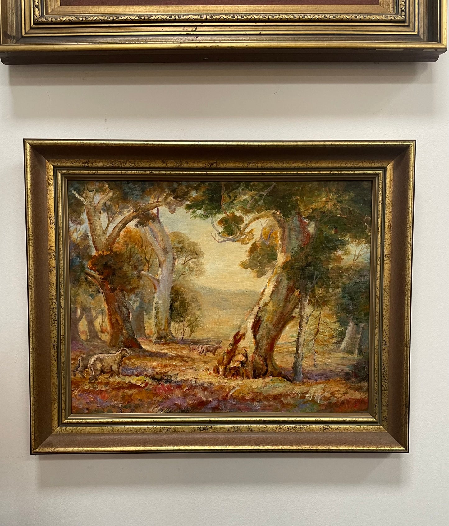 Vintage Australian Framed Oil on Board of Outback Landscape