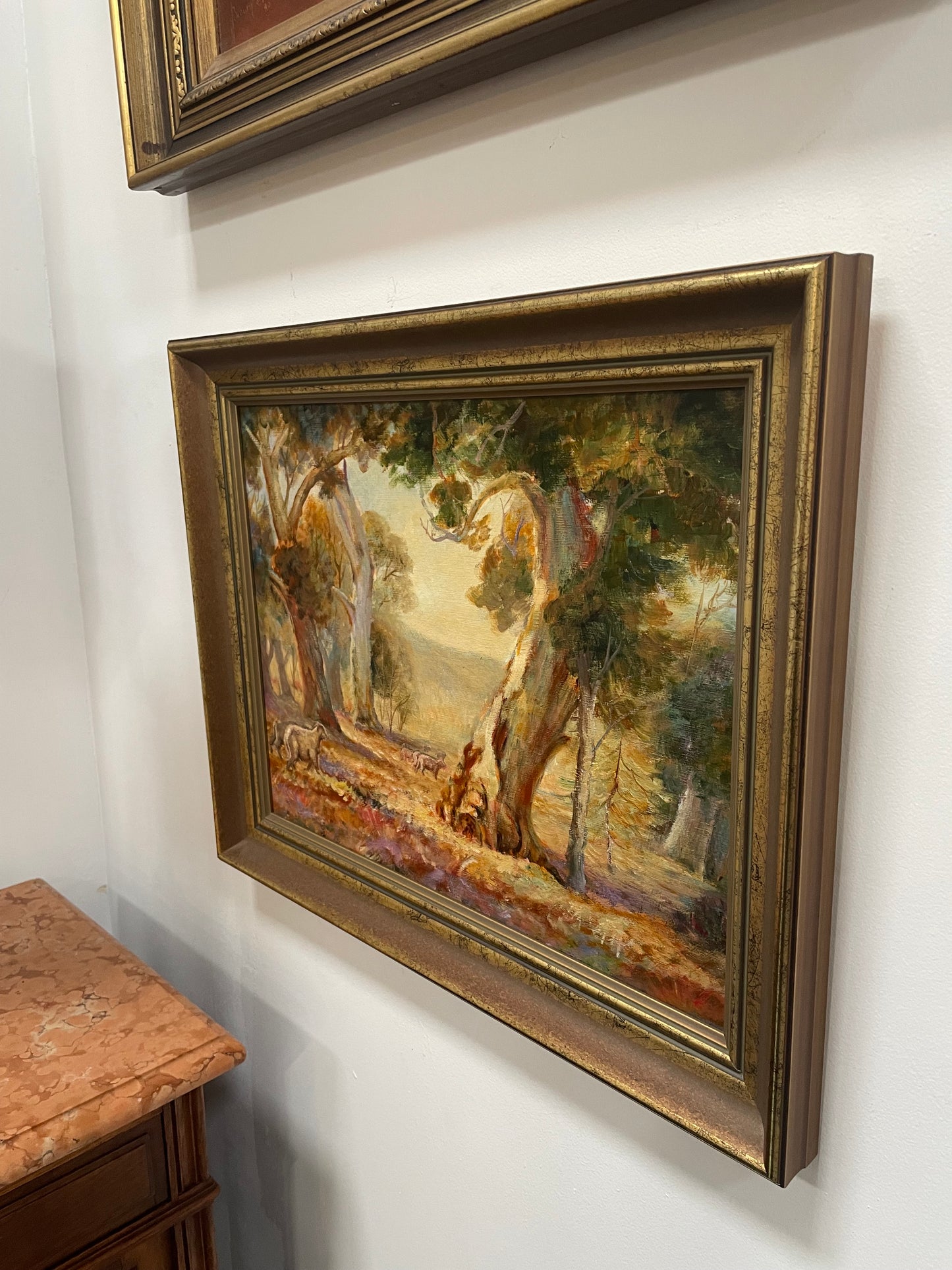 Vintage Australian Framed Oil on Board of Outback Landscape