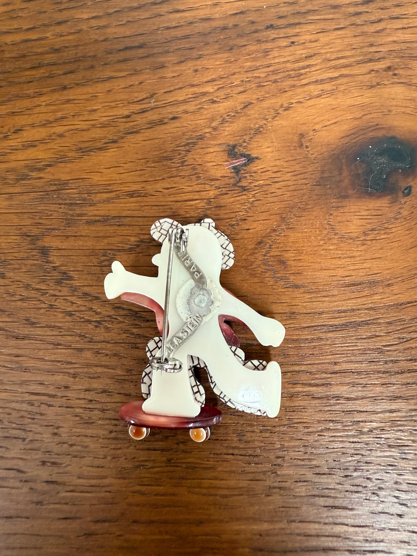 Vintage Lea Stein Skateboarder Brooch