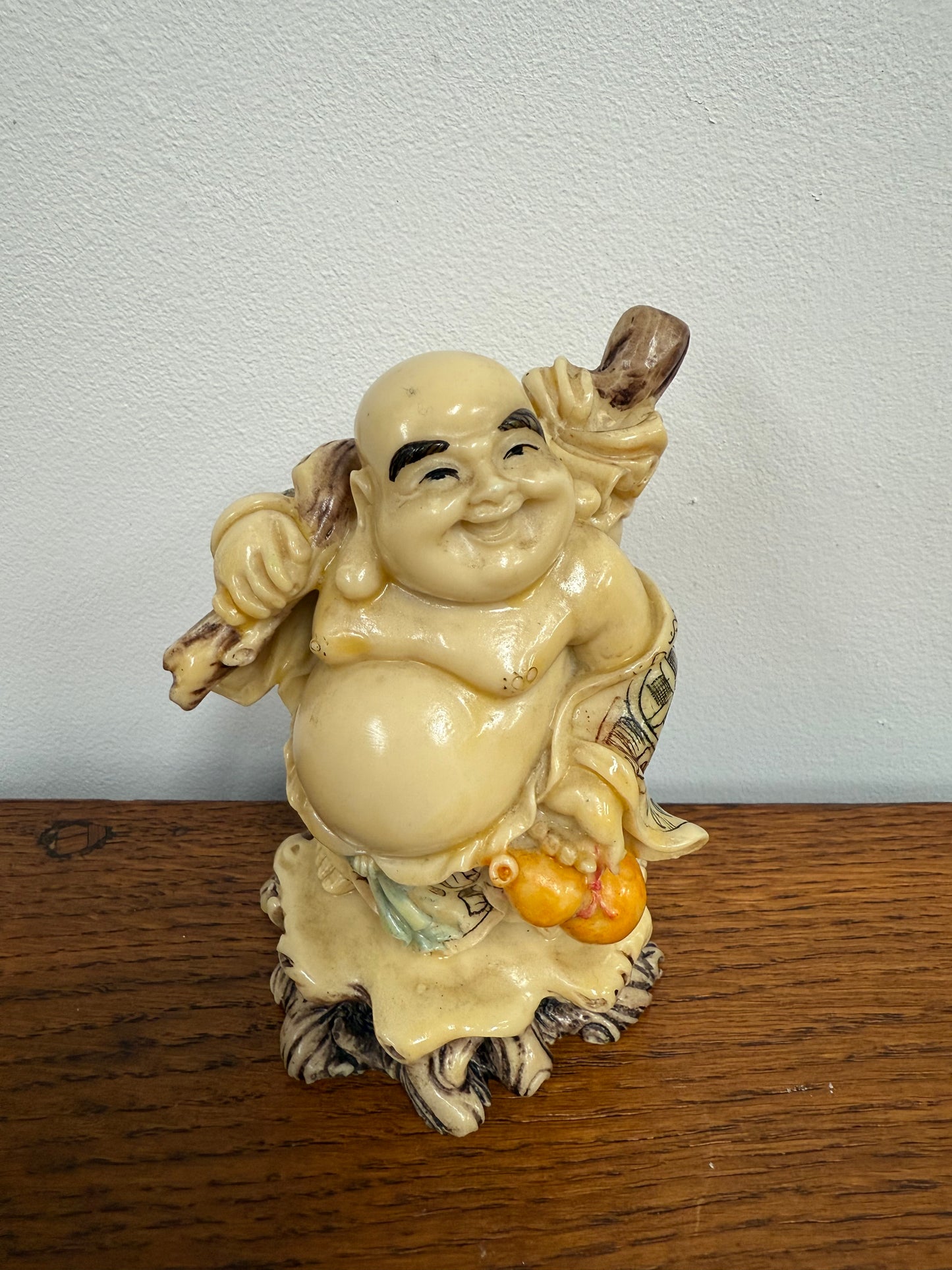 Vintage Resin Hand Painted Laughing Buddha