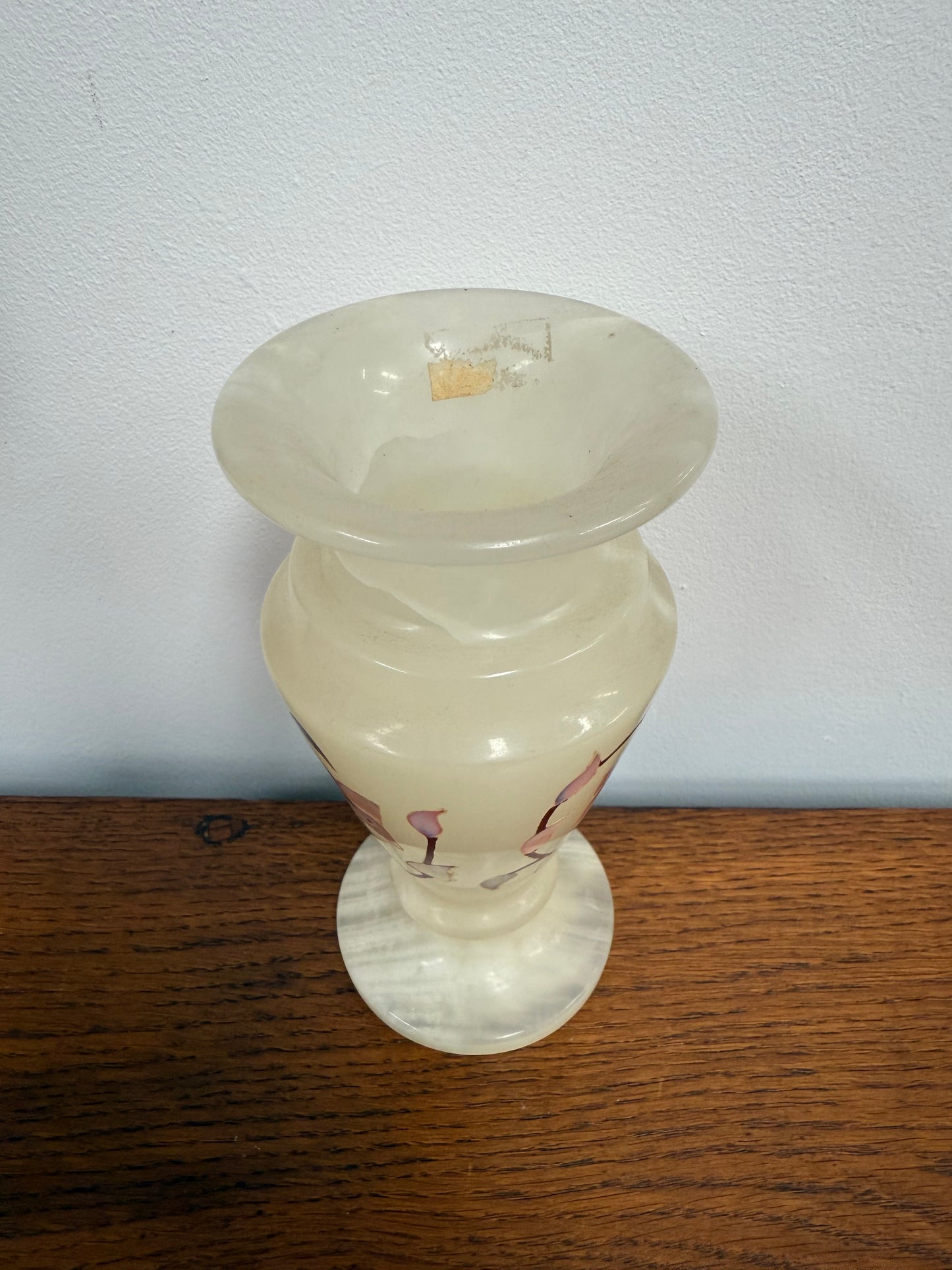 Vintage Inlaid White Alabaster Vase