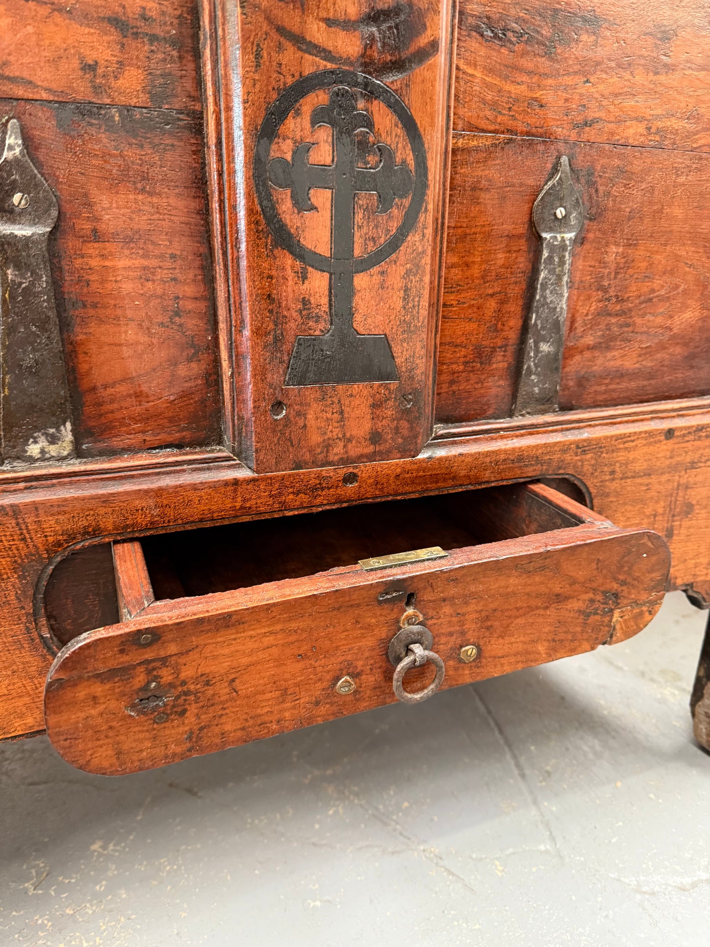 Early 19th Century Iron Bound Teak Merchant Chest