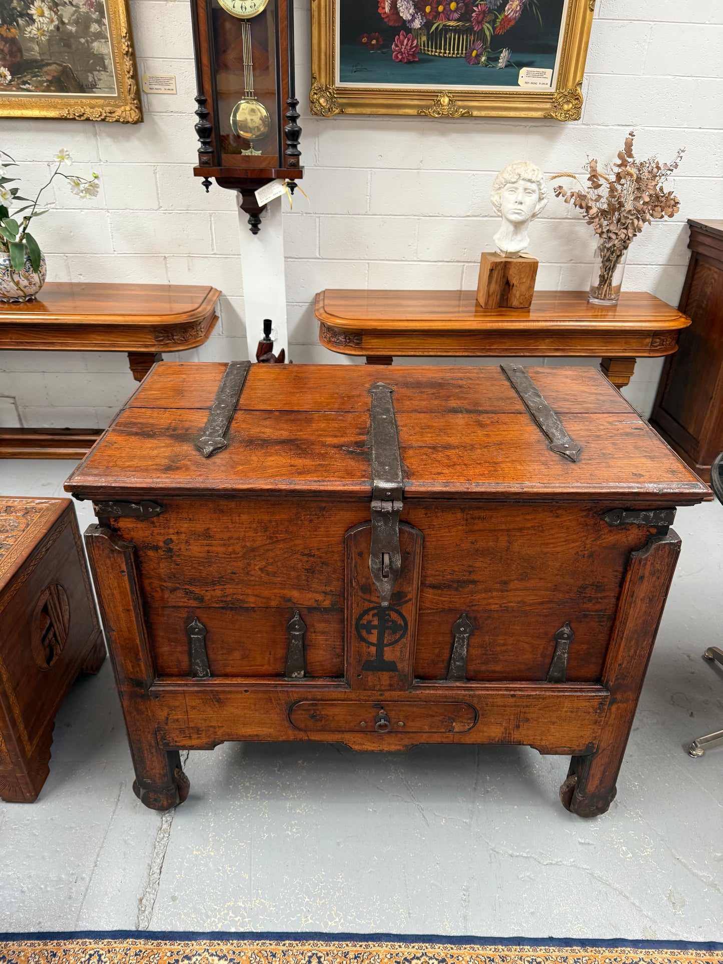 Early 19th Century Iron Bound Teak Merchant Chest