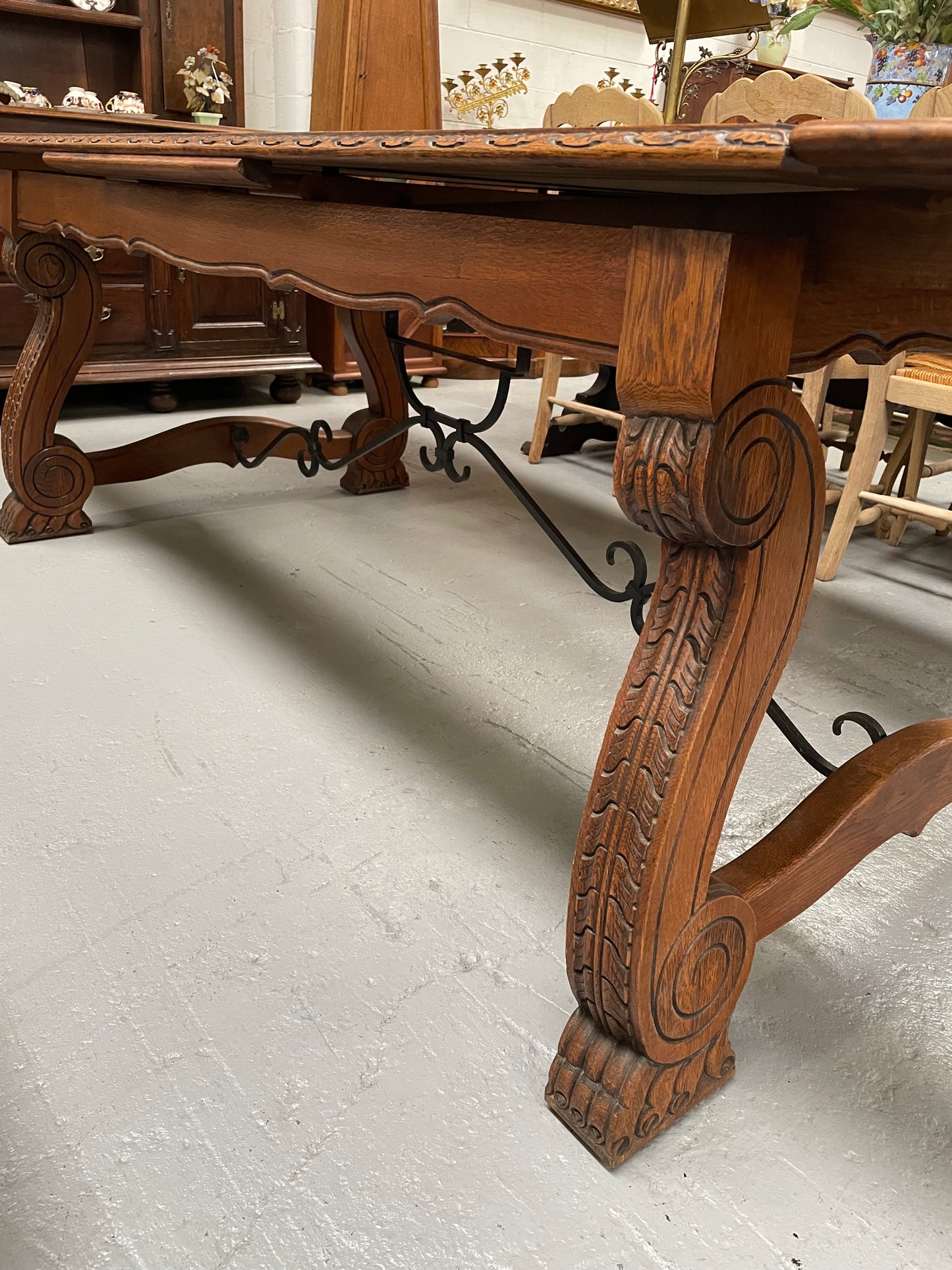 Lovely French Oak Spanish Style Dining Table