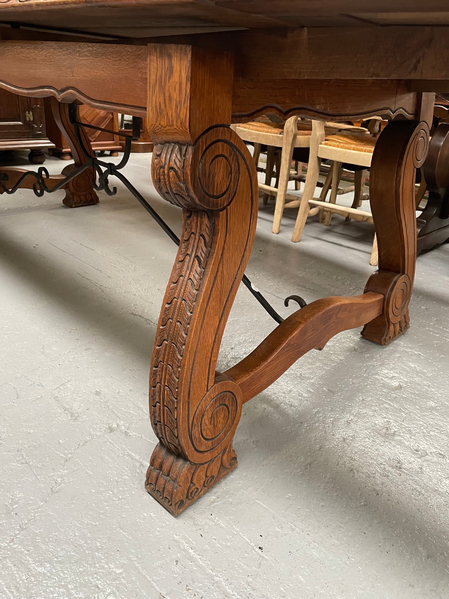 Lovely French Oak Spanish Style Dining Table