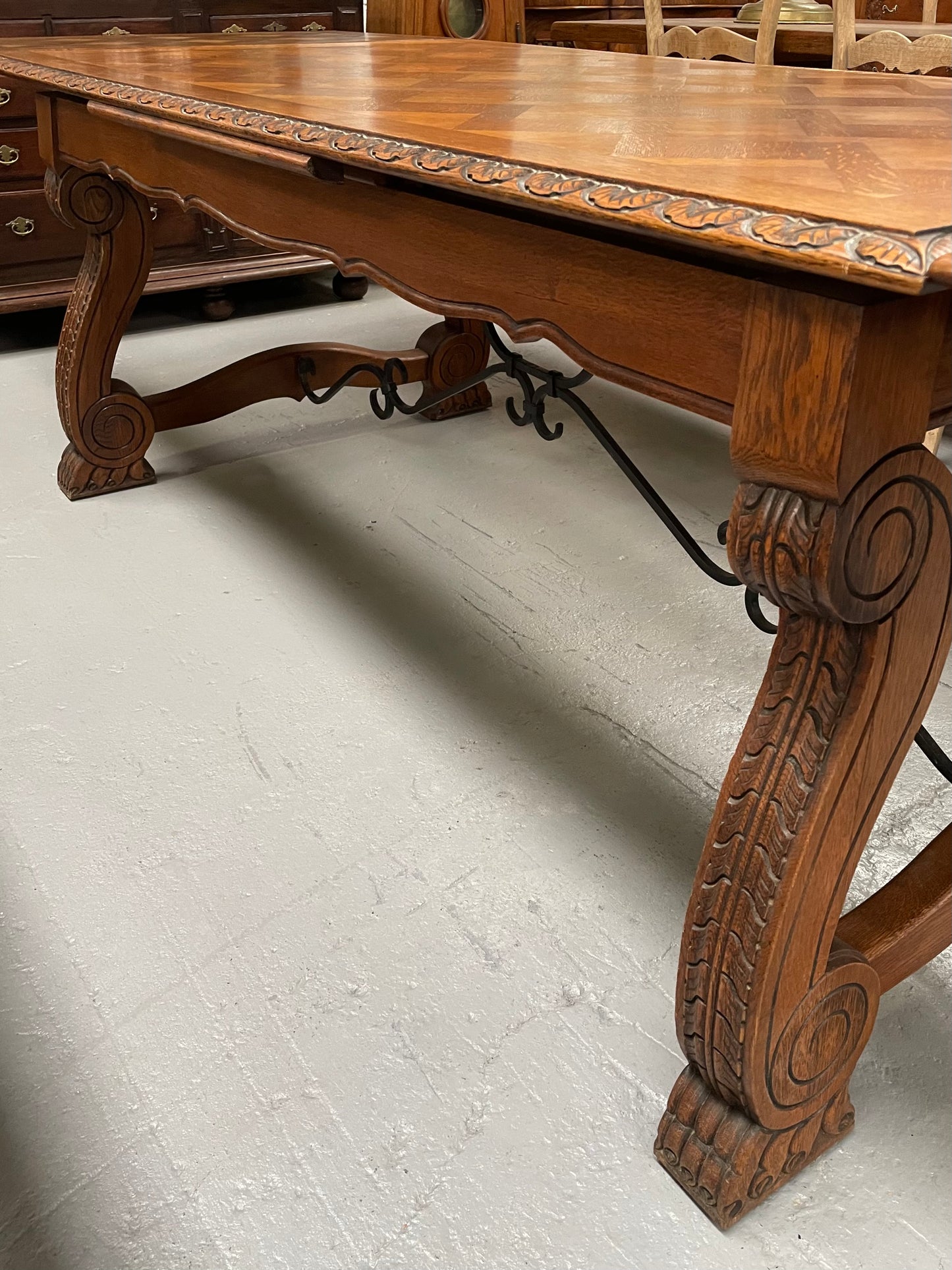 Lovely French Oak Spanish Style Dining Table
