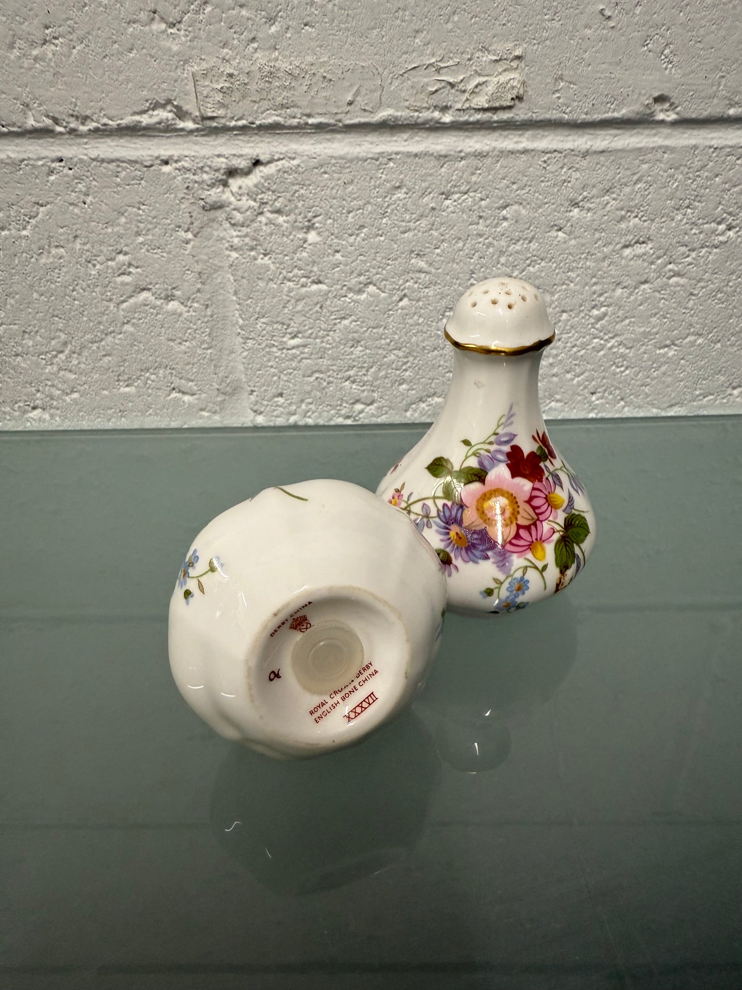 Pair Royal Crown Derby Posies Salt & Pepper