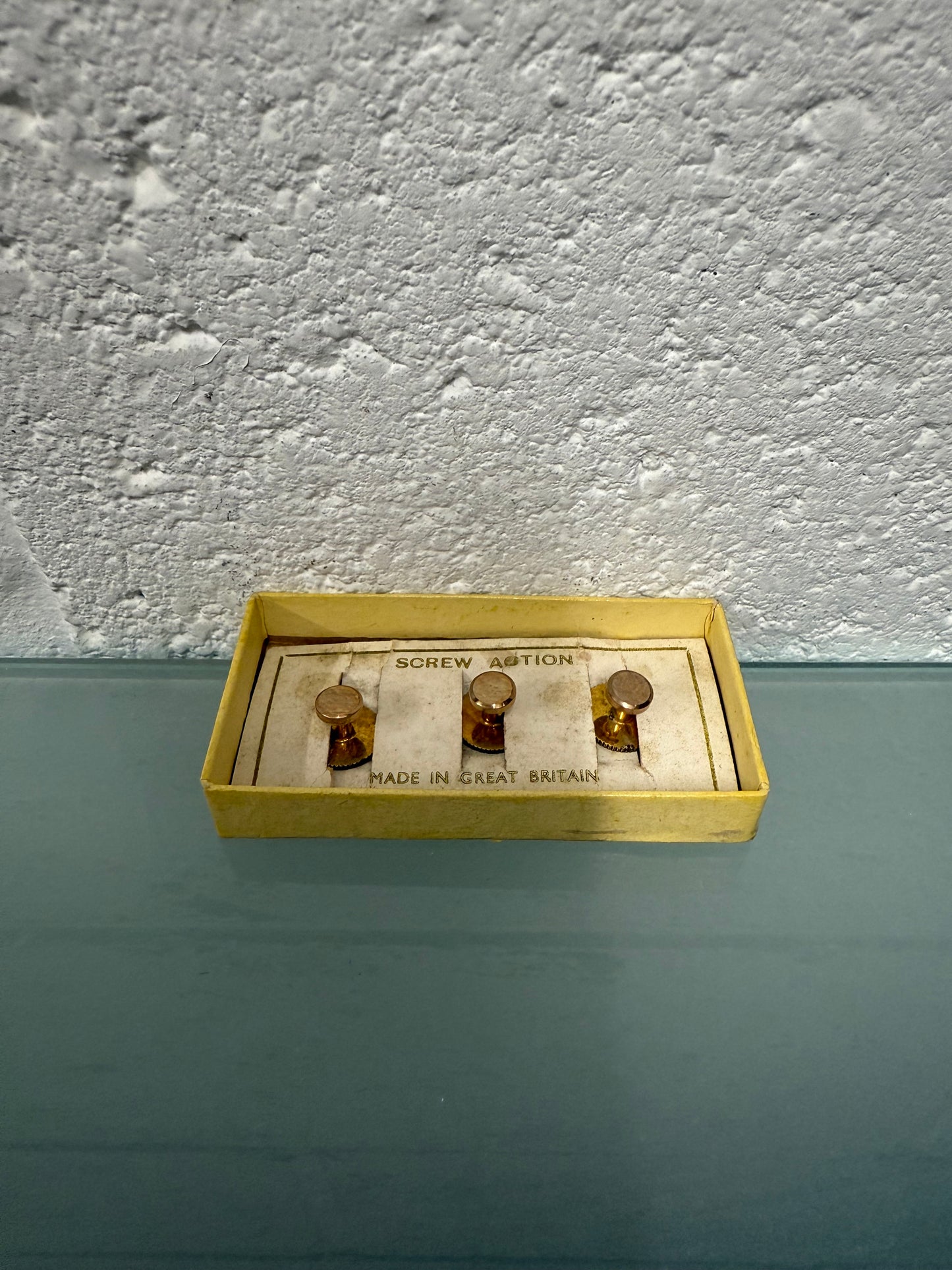 Vintage Gilt Metal Dress Studs In Original Box