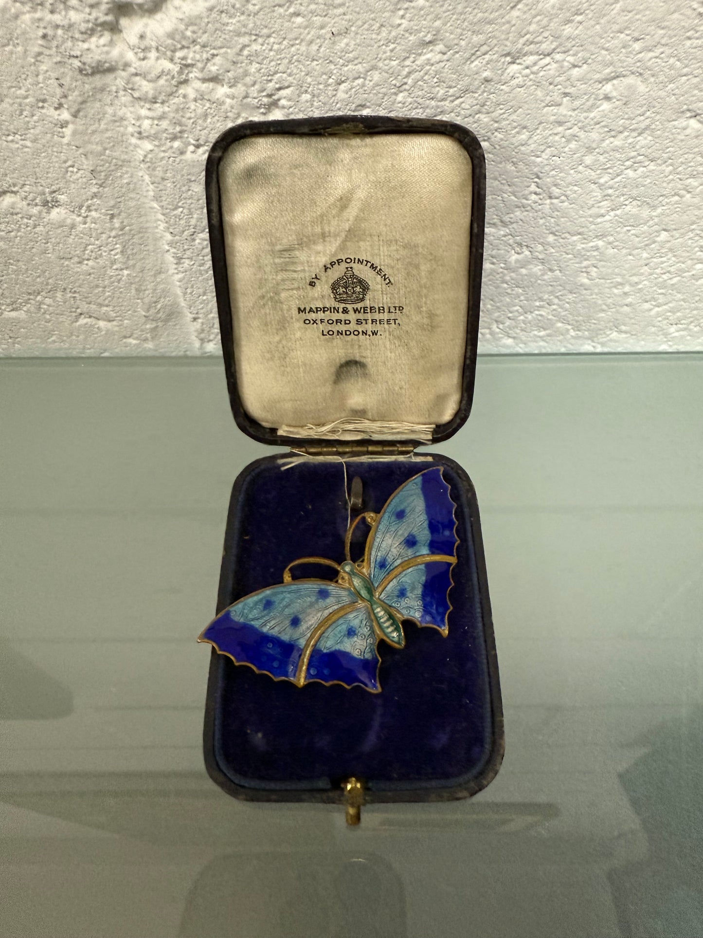 Vintage Enamel On Gilt Metal Butterfly Brooch