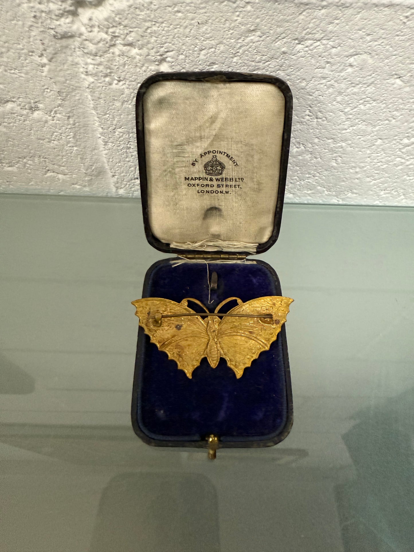 Vintage Enamel On Gilt Metal Butterfly Brooch