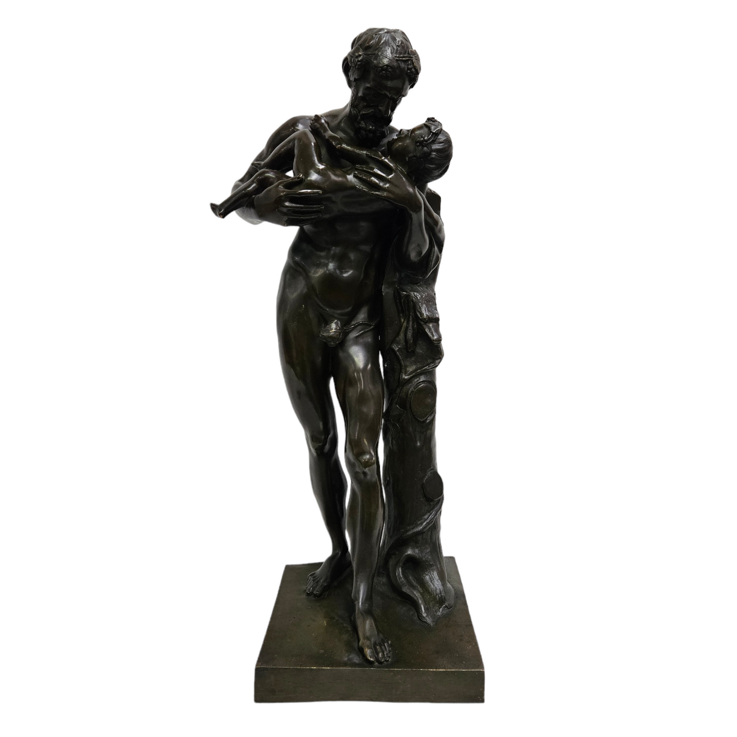 Large Grand Tour 19th Century Bronze Group of Silenus & The Infant Bacchus