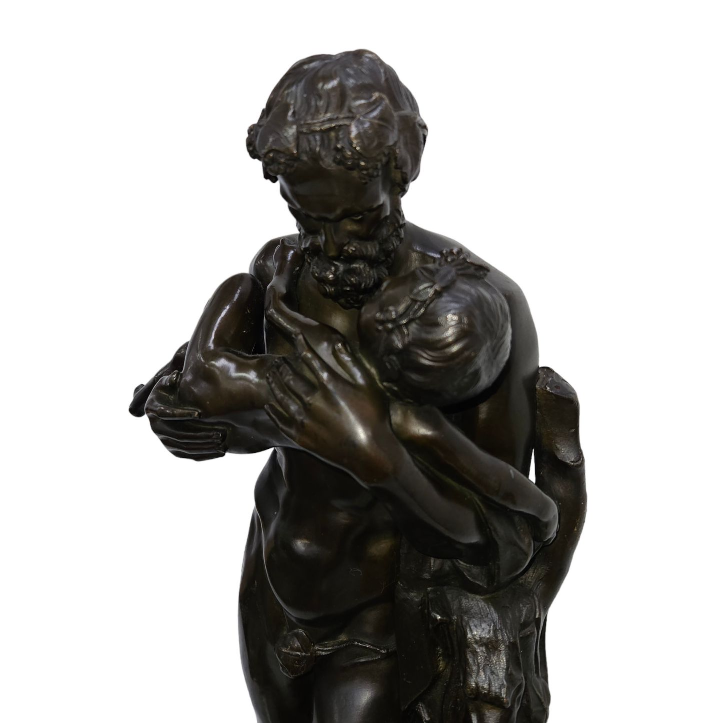 Large Grand Tour 19th Century Bronze Group of Silenus & The Infant Bacchus