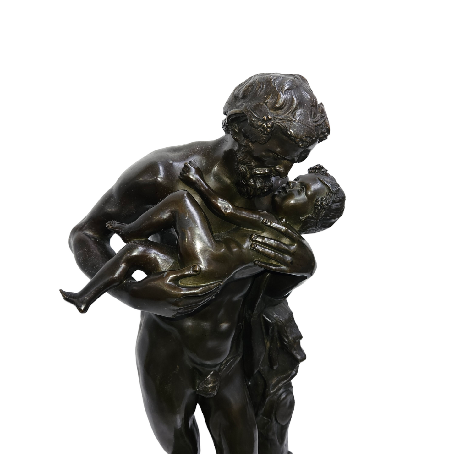 Large Grand Tour 19th Century Bronze Group of Silenus & The Infant Bacchus