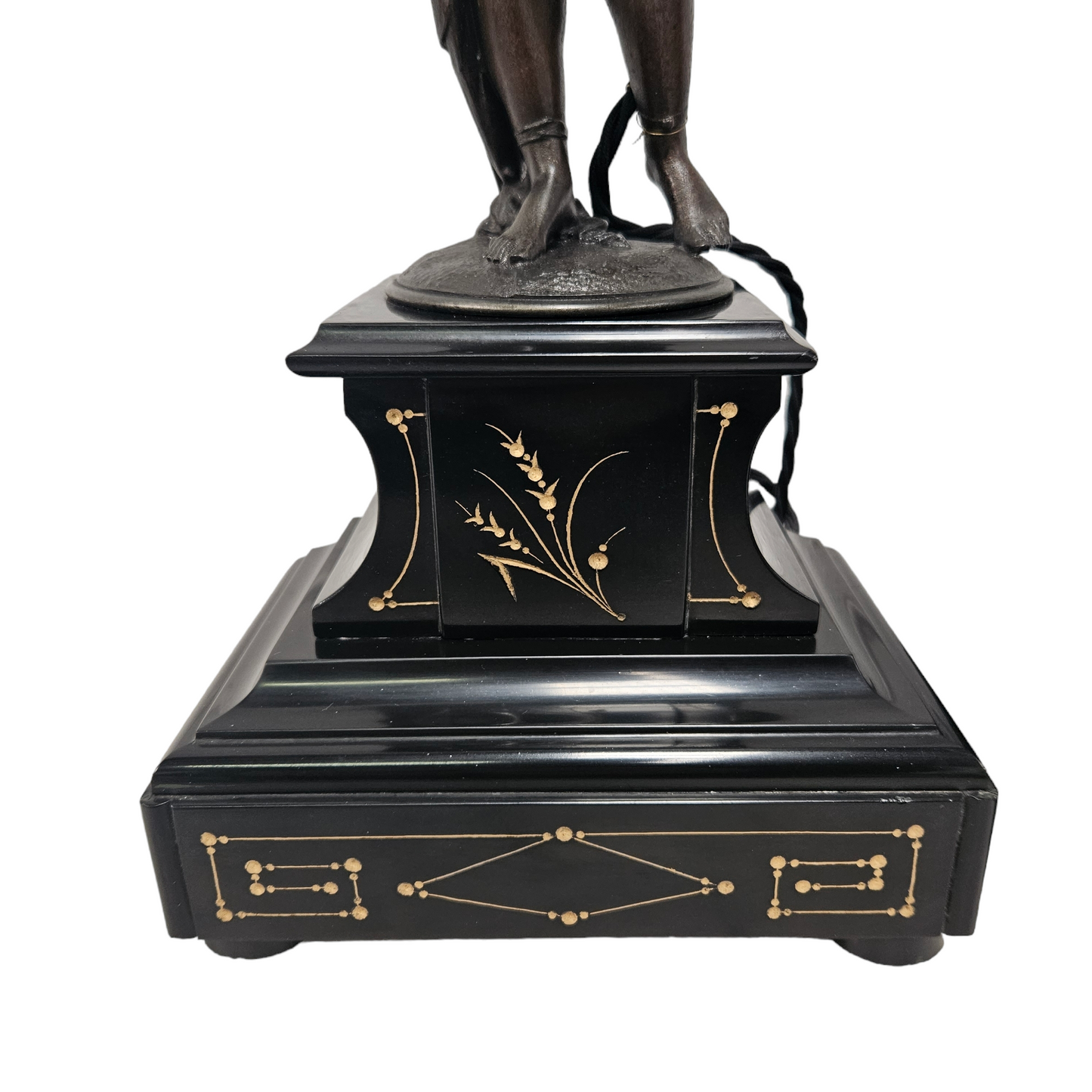 Pair 19th Century Marble Bronze Metal Lamps of Natives