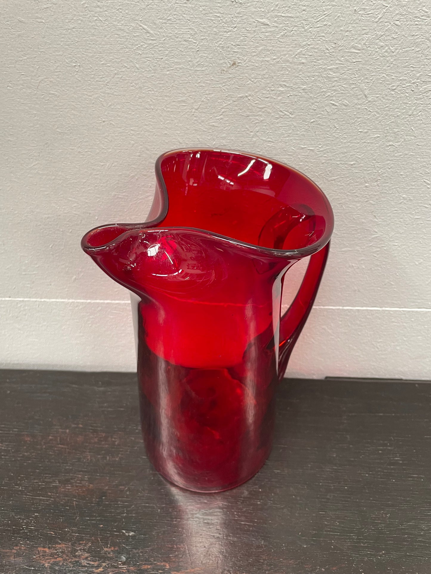 Vintage Ruby Red Glass Jug
