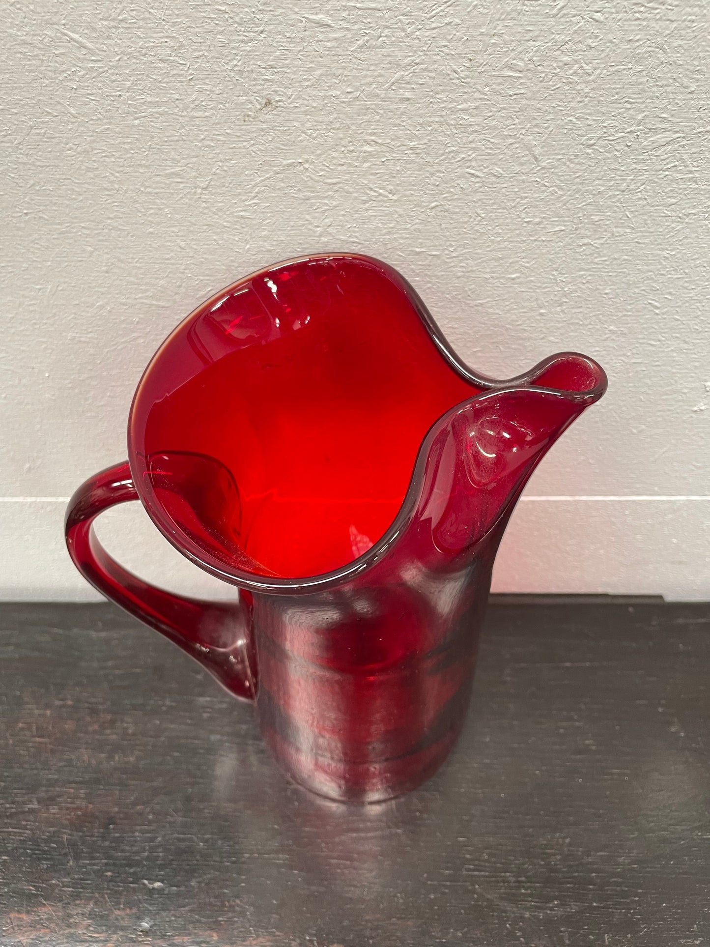 Vintage Ruby Red Glass Jug