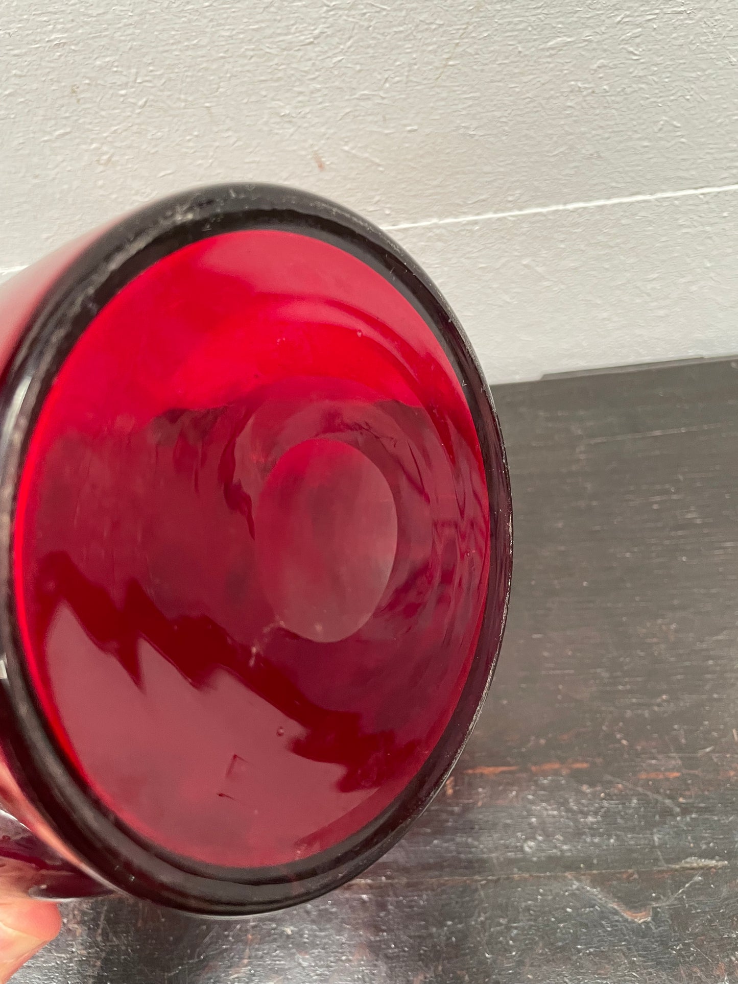 Vintage Ruby Red Glass Jug