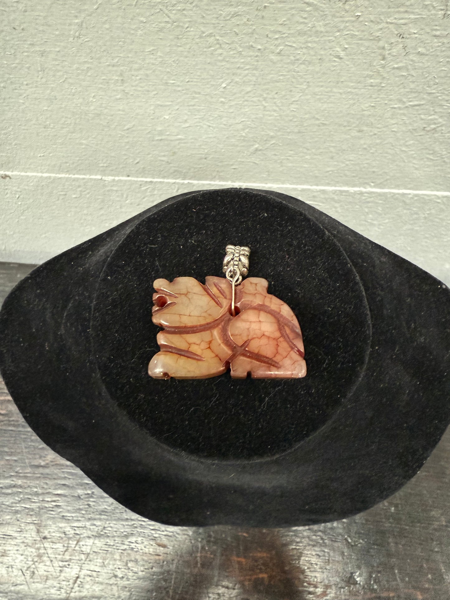 Vintage Dark Brown Chinese Jade Carved Pendant