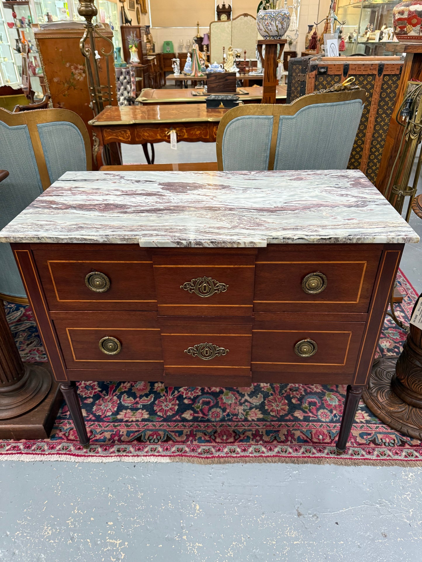 Antique French Transitional Style Marble Top Commode
