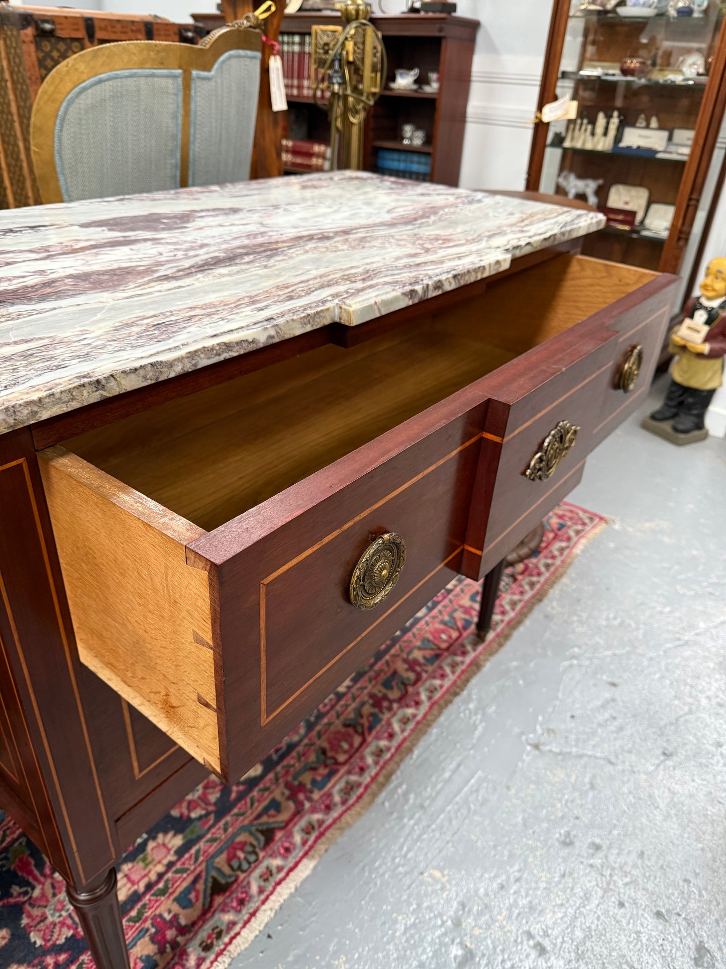 Antique French Transitional Style Marble Top Commode