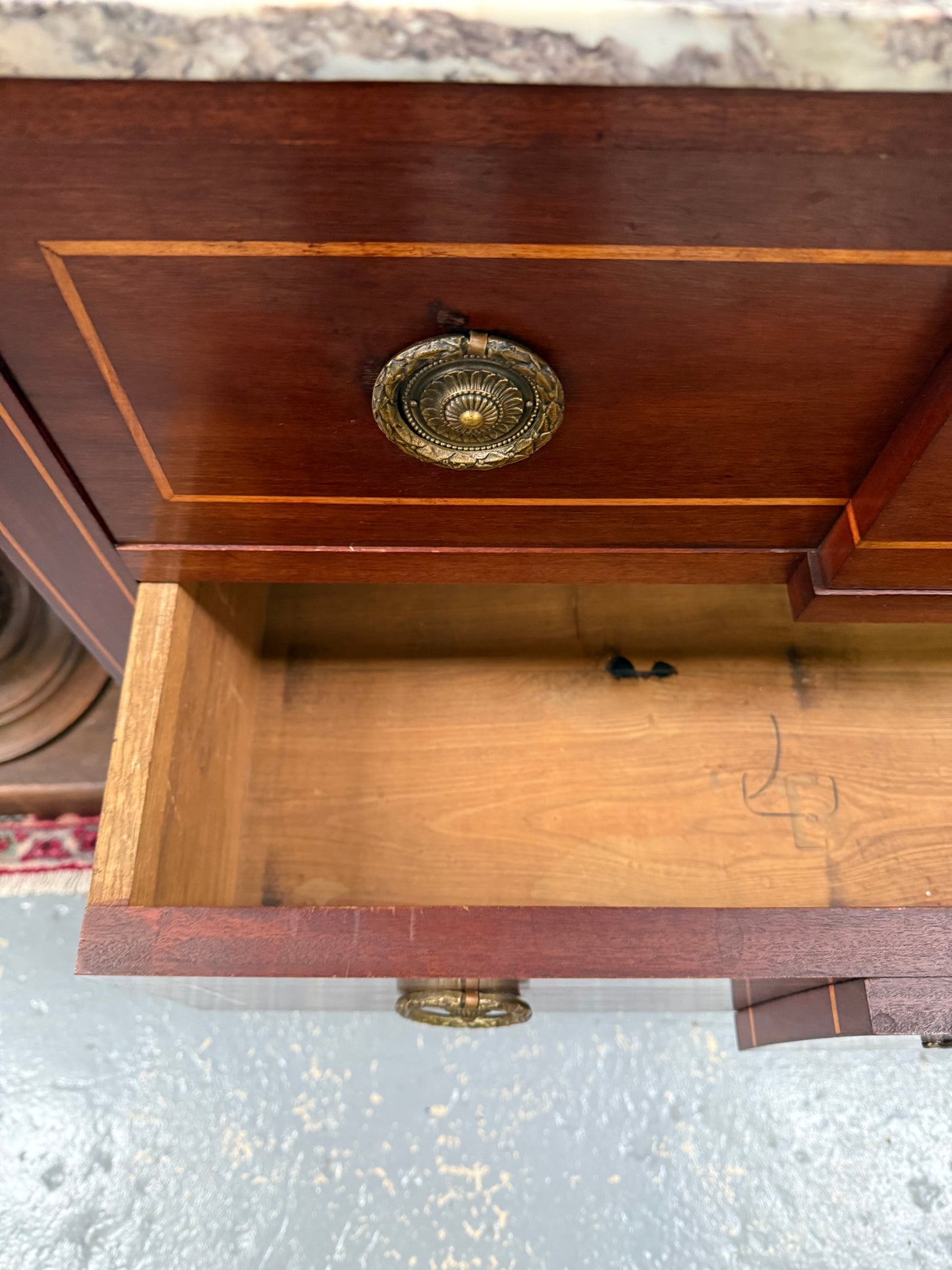 Antique French Transitional Style Marble Top Commode