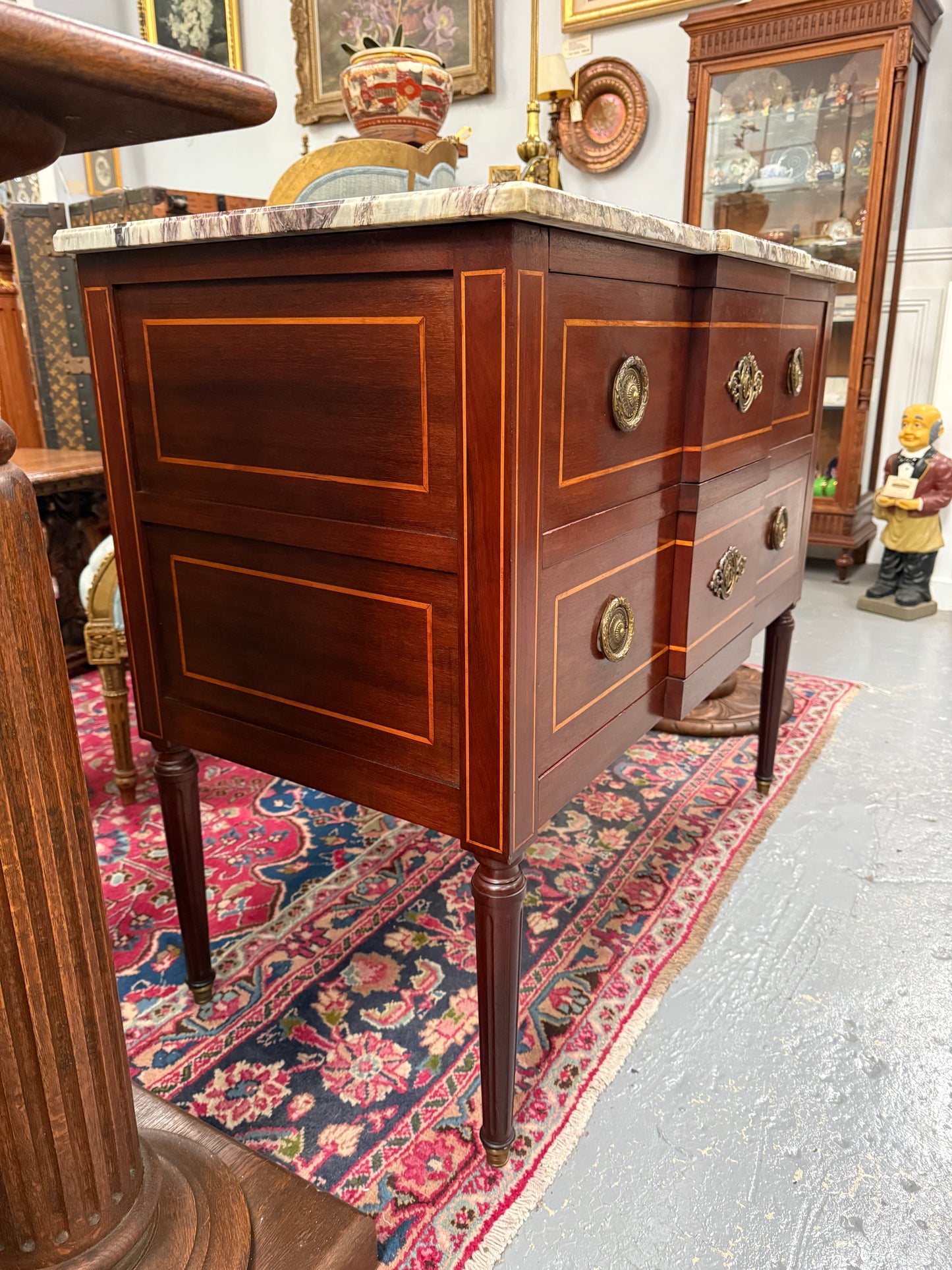 Antique French Transitional Style Marble Top Commode