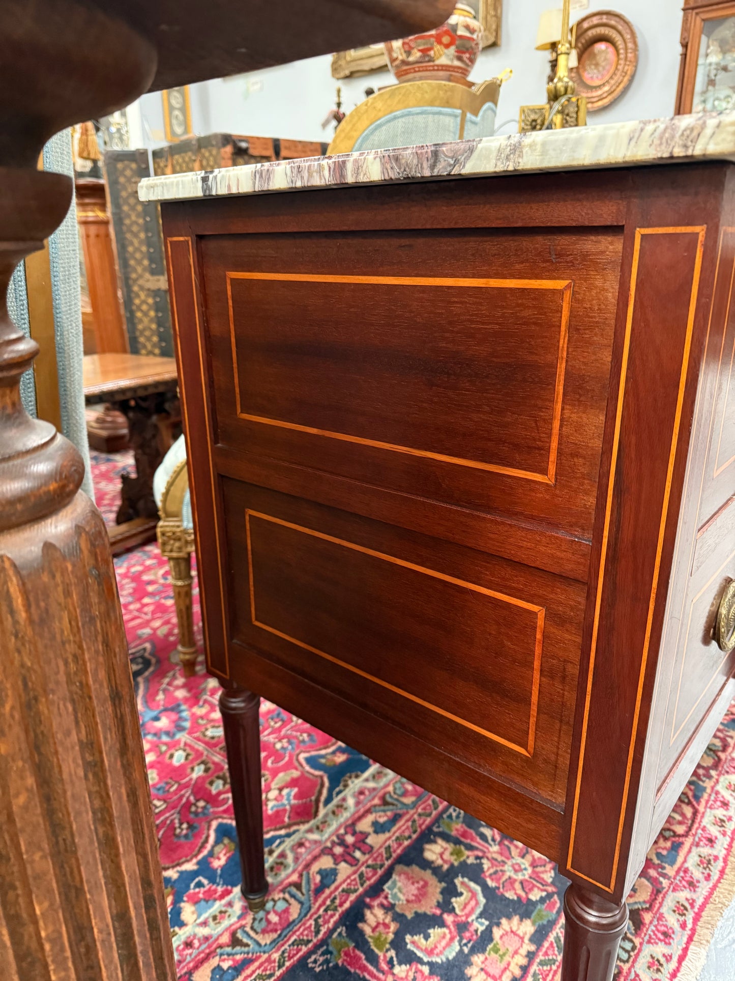 Antique French Transitional Style Marble Top Commode