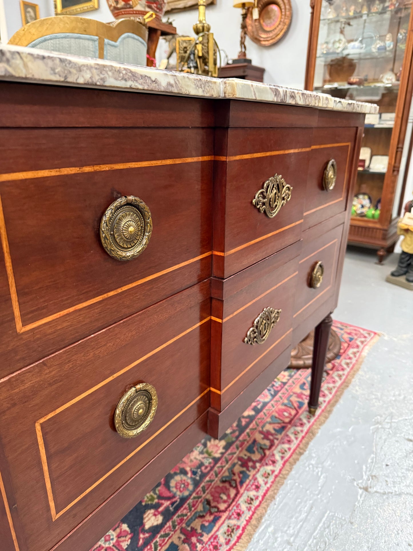 Antique French Transitional Style Marble Top Commode